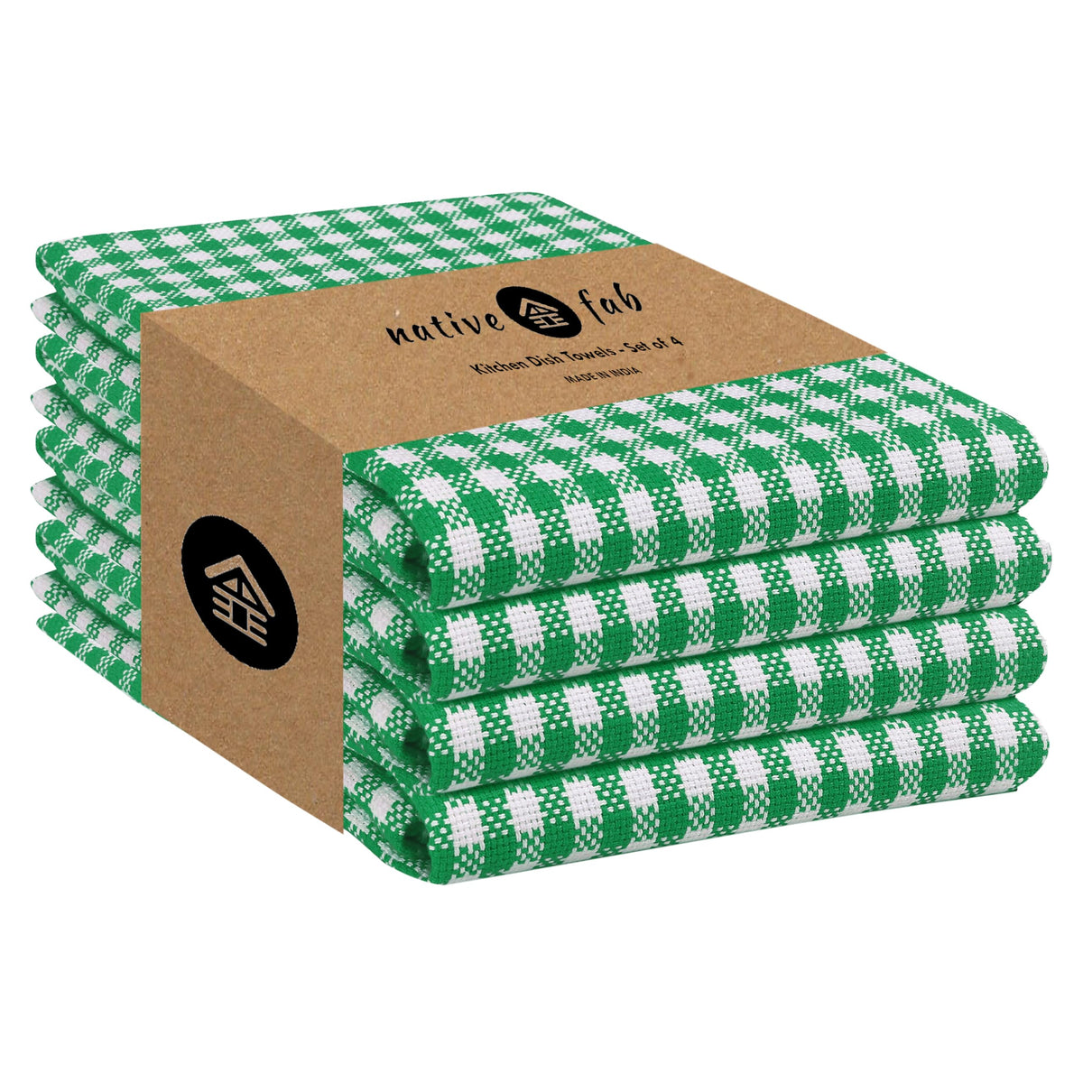 Native Fab Kitchen Dish Towels 16X26 Inches Set Of 4 Gingham Mini Check- 100% Cotton Dish Cloths For Washing Dishes, Absorbent H