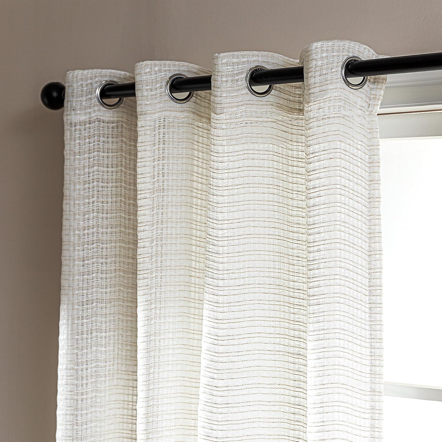 Faux Linen Lightweight Washable Sheer Curtains for Living Room & Bedroom