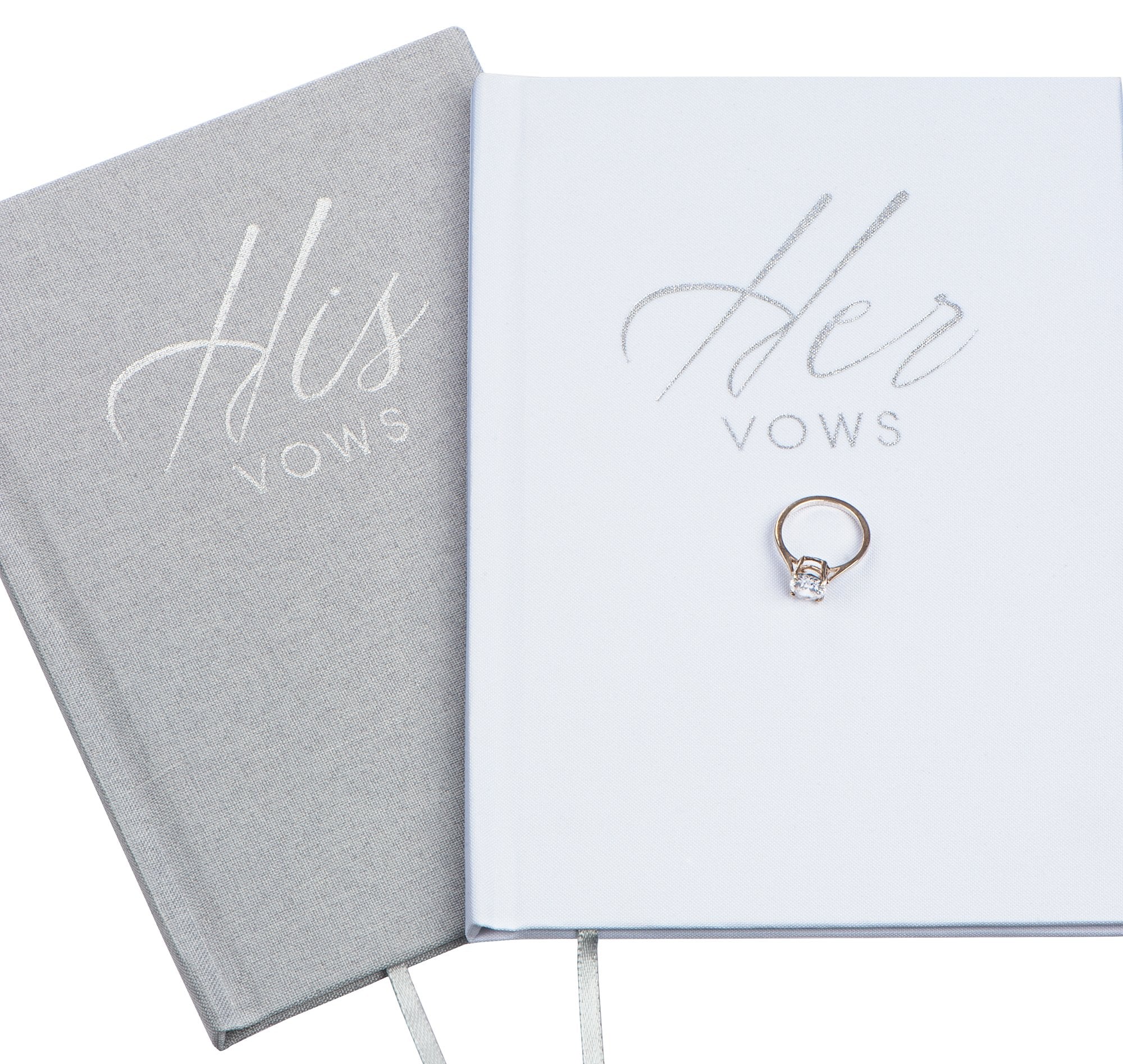 Fluytco Wedding Vow Book Keepsakes (2 Book Set, His & Hers) Linen Hardcover - Bonus Wedding Day Cards - Vow Renewal - Bridal Sho