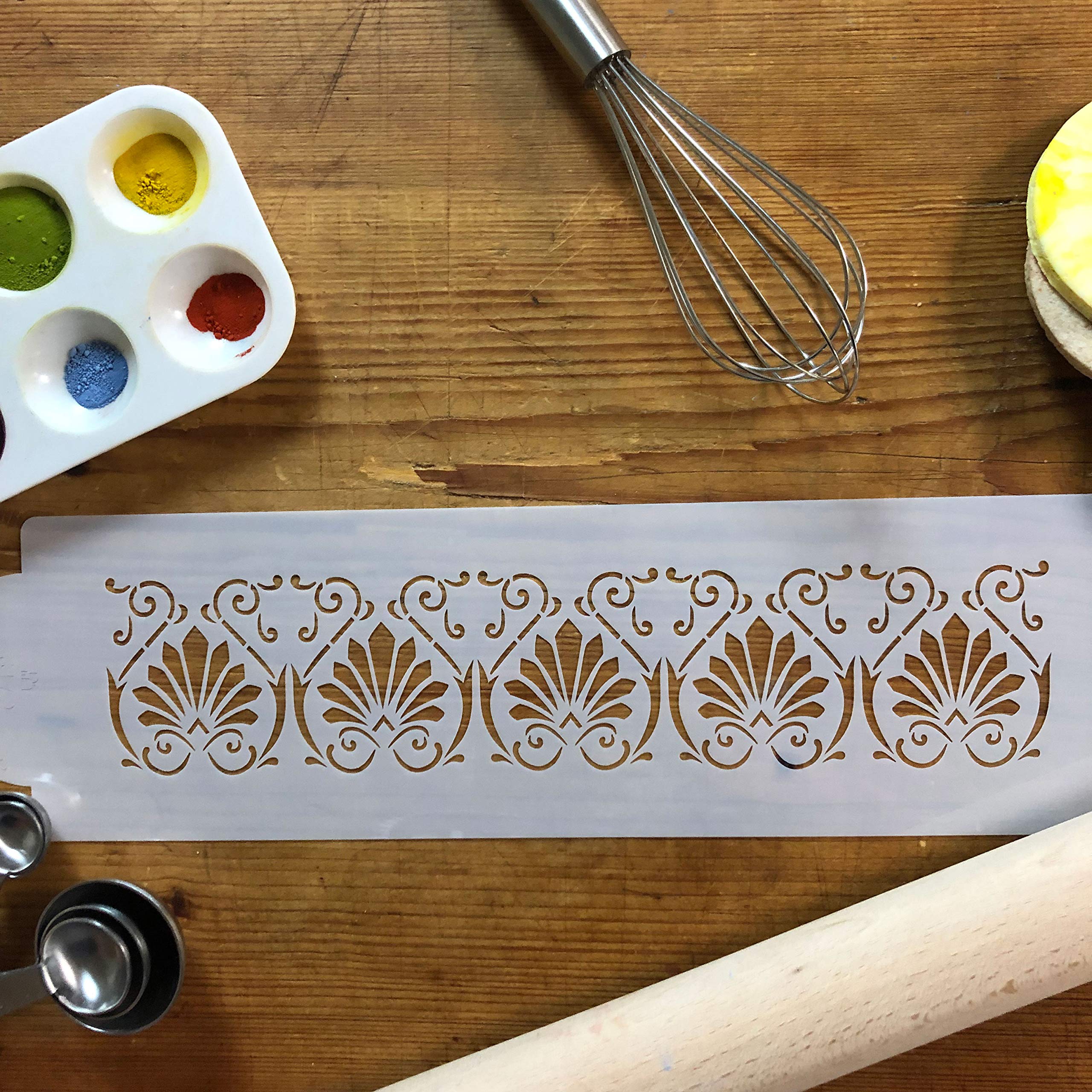 Designer Stencils Athens Cake Stencil Side, Beige/Semi-Transparent