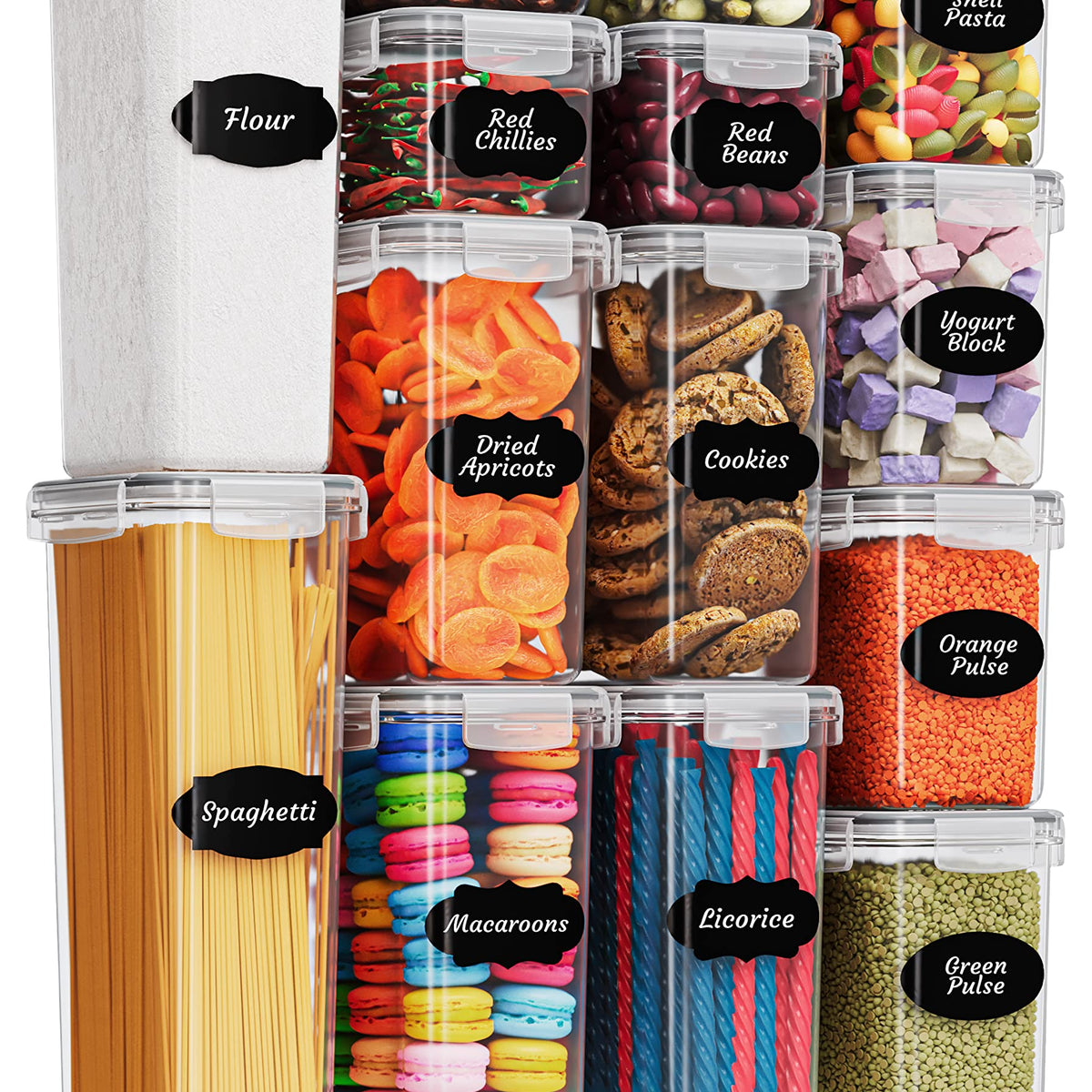 Airtight Food Storage containers with Lids 14 Pc - Plastic Kitchen Sto ...