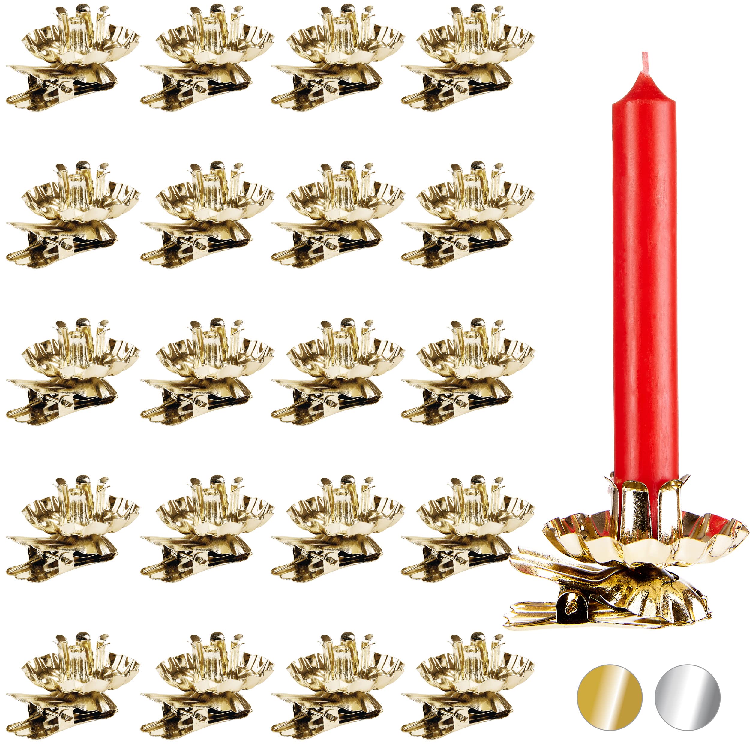 BRUBAKER 40 Pack Tree Candle Holders for Christmas Tree - Gold - Traditional Vintage Candle Holders with Clip