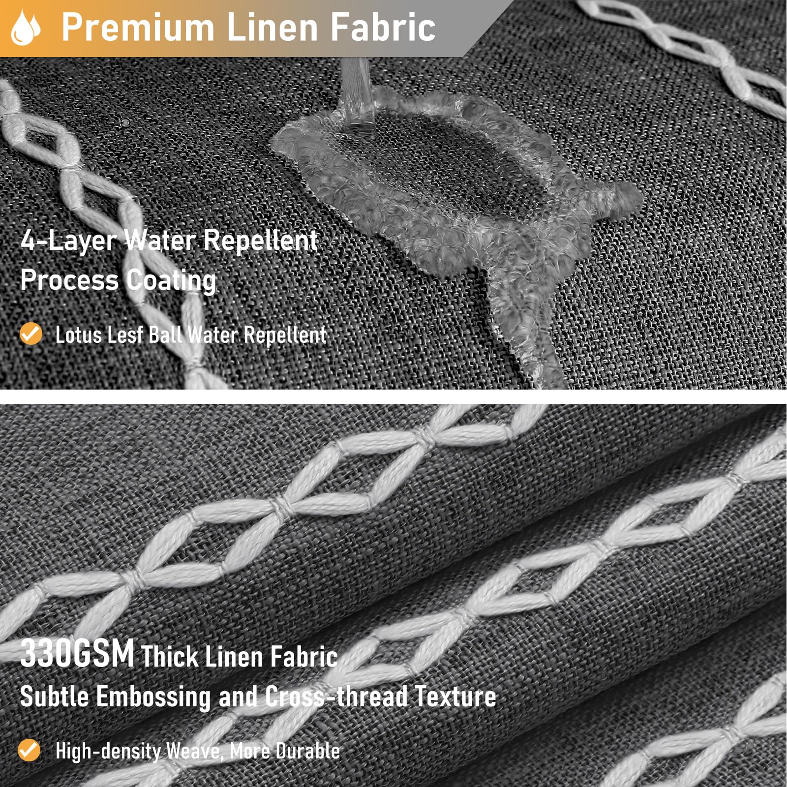 Bttn Boho Farmhouse Shower Curtain - Linen Rustic Striped Fabric Shower Curtain Set With Tassel, Water Repellent, Bohemian Vinta