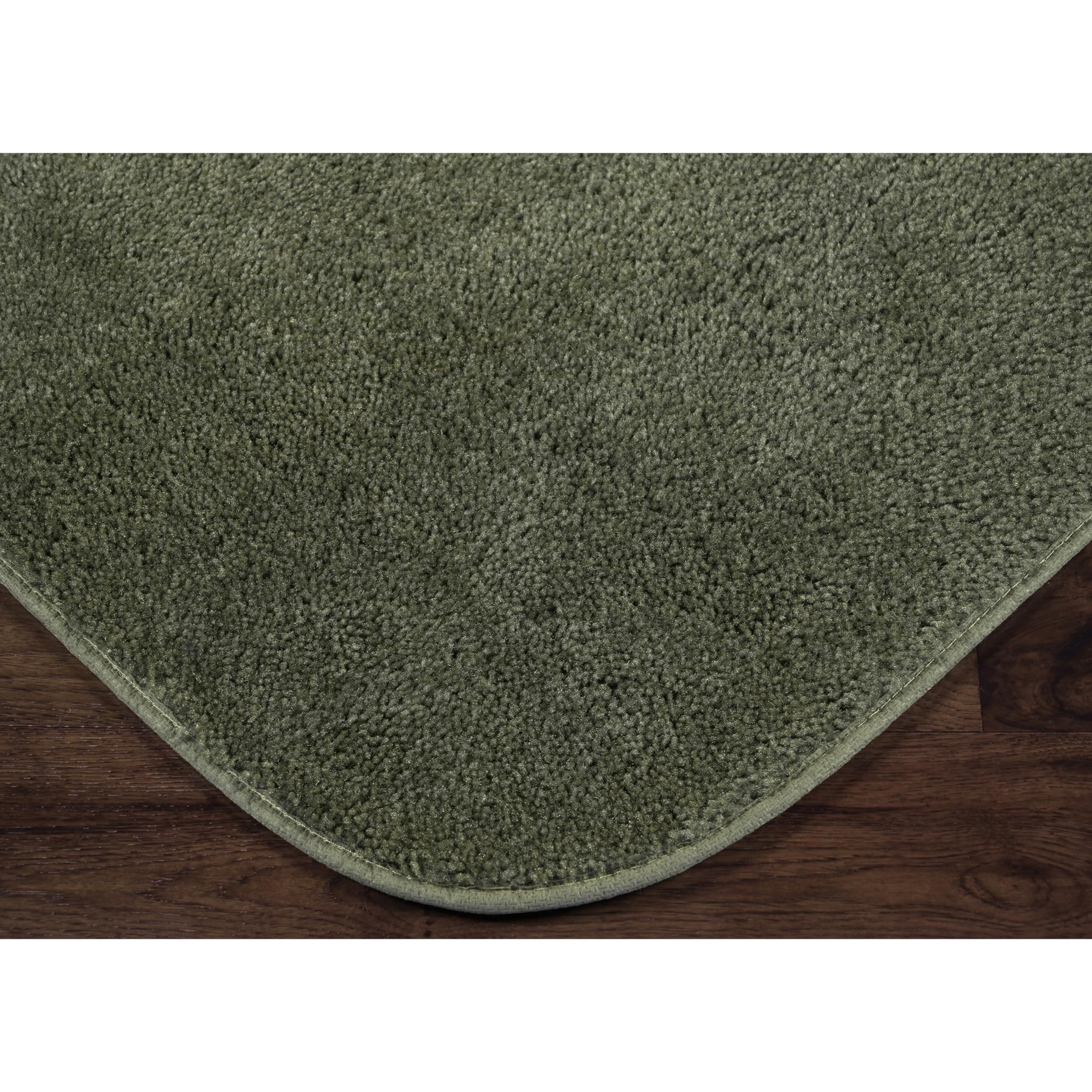 Garland Rug Traditional Nylon Washable Deep Fern 5 Piece Set - Lid, Contour, 3 Bath Rugs - Soft, Absorbent, And Stylish For Your