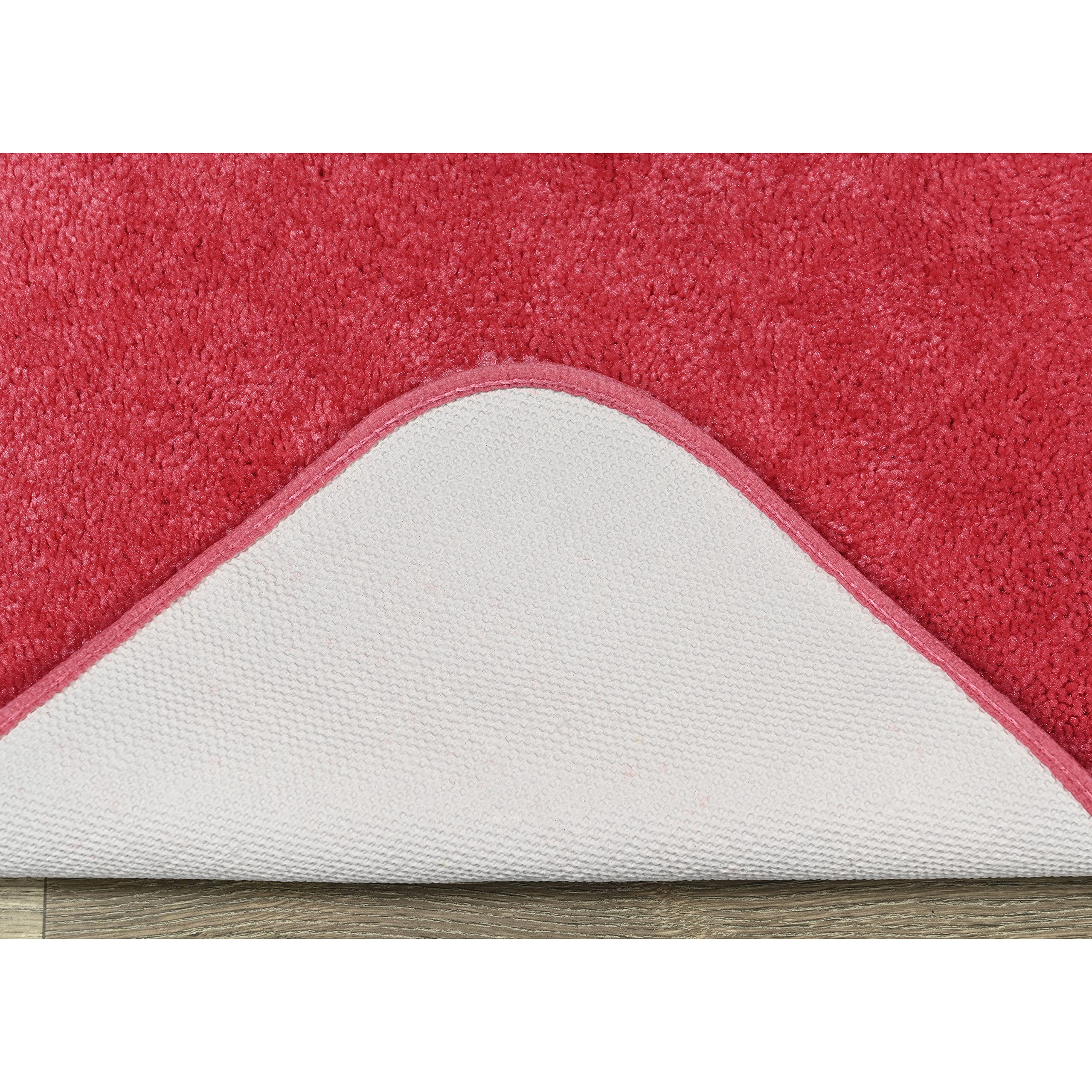 Garland Rug Traditional Nylon Washable Pink Hibiscus 2 Bath Rugs (21 X 34, 22 X 60) - Soft, Absorbent, And Stylish For Y