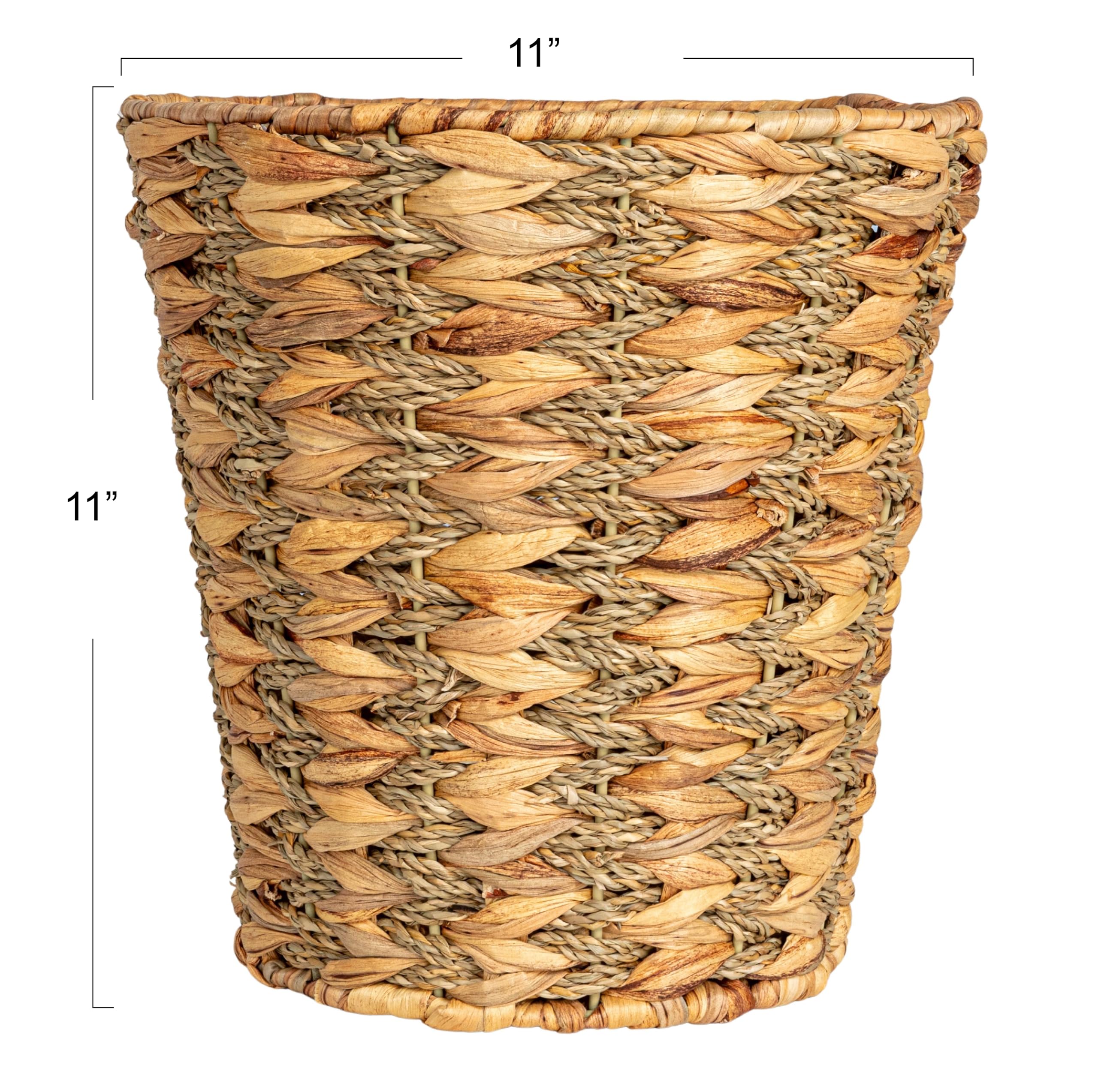 Household Essentials Water Hyacinth And Seagrass Round Waste Basket, Natural
