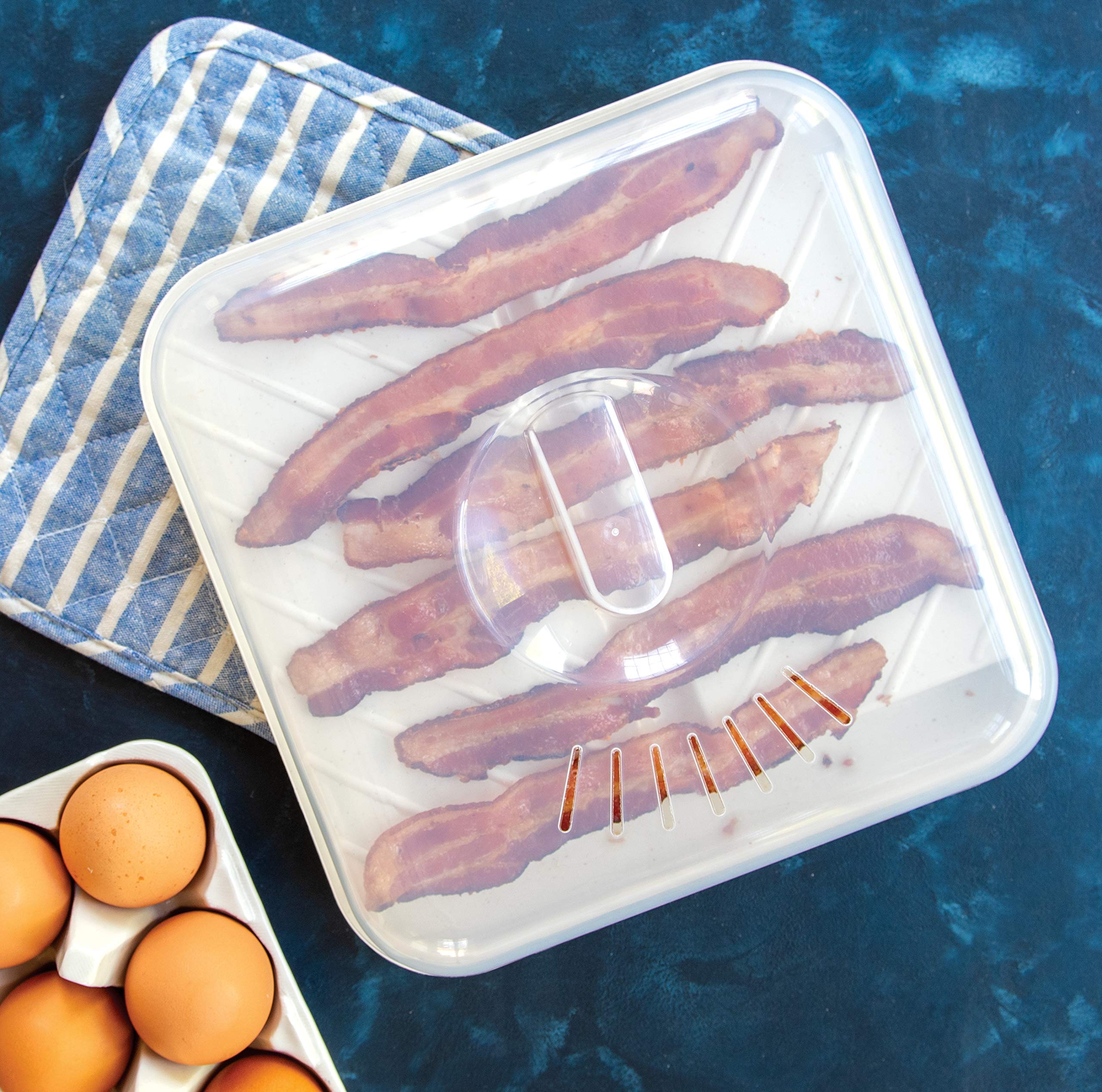 Nordic Ware - 60173 Nordic Ware Slanted Bacon And Meattray, With Lid, White