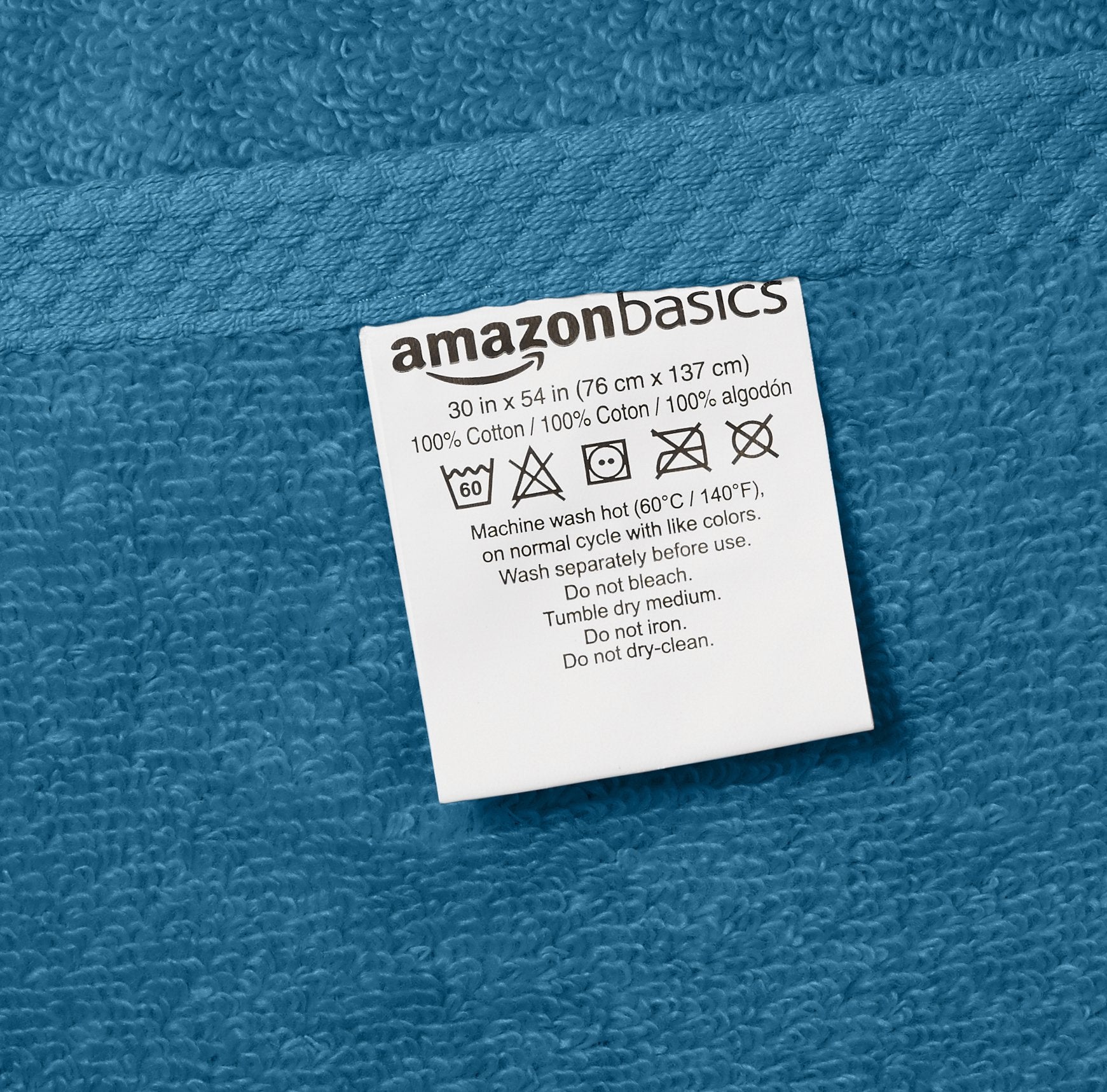 Amazon Basics - 2 Piece Quick-Dry Oversize Bath Towel, 100% Cotton, Lake Blue, 54'' X 30''