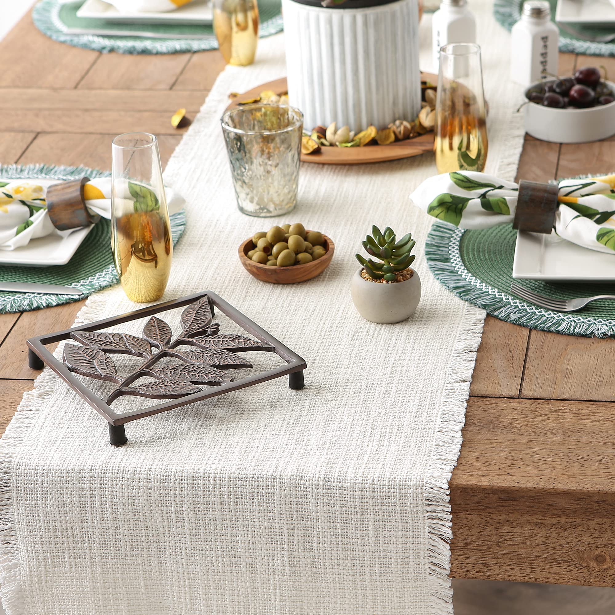 Dii Linen Tabletop Collection Machine Washable, Table Runner, 14.5X72, Cream