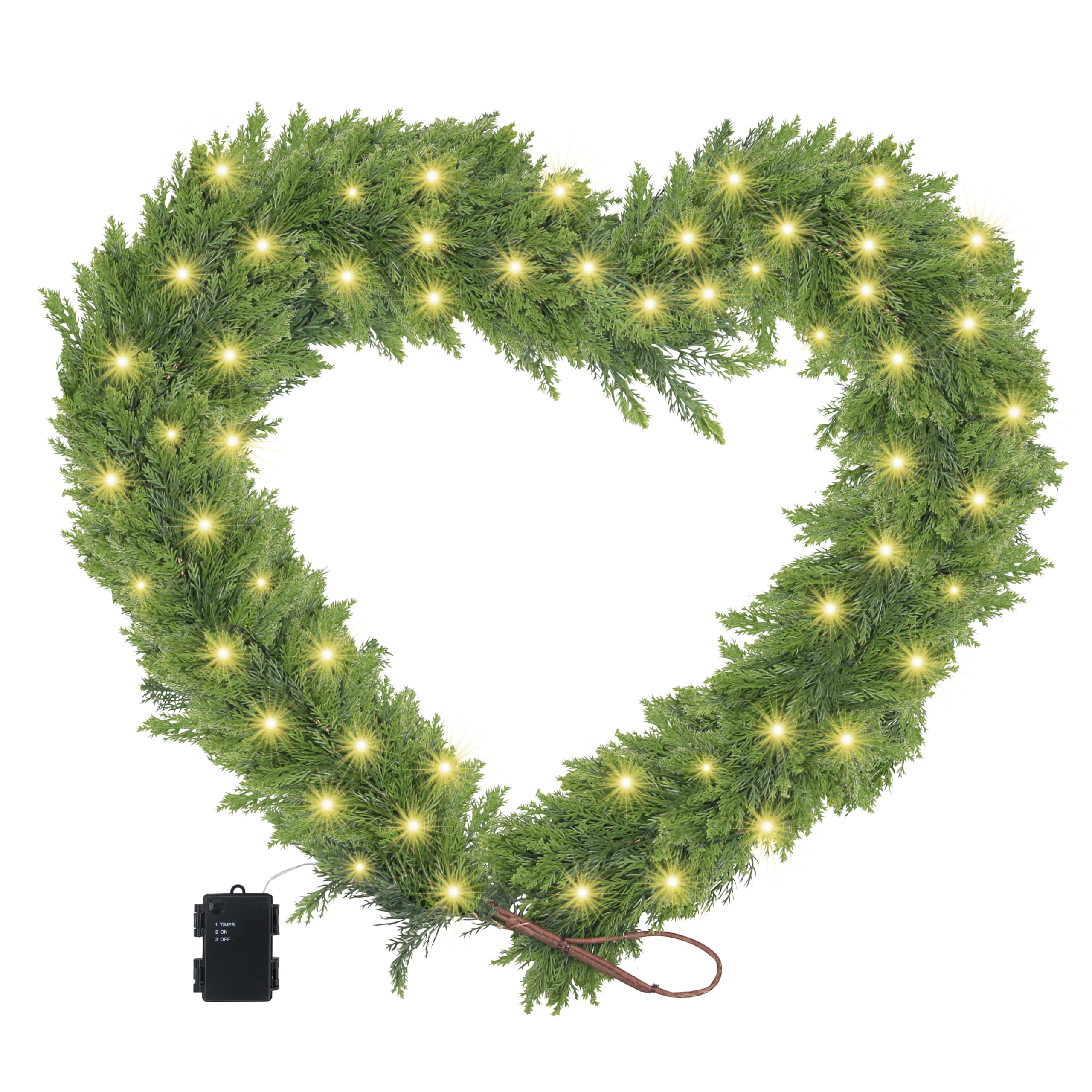 Goldshire 6FT Christmas Cedar Garland with Light, Lighted Real Touch Cedar Garland, Artificial Greenery Garlands for Table Firep