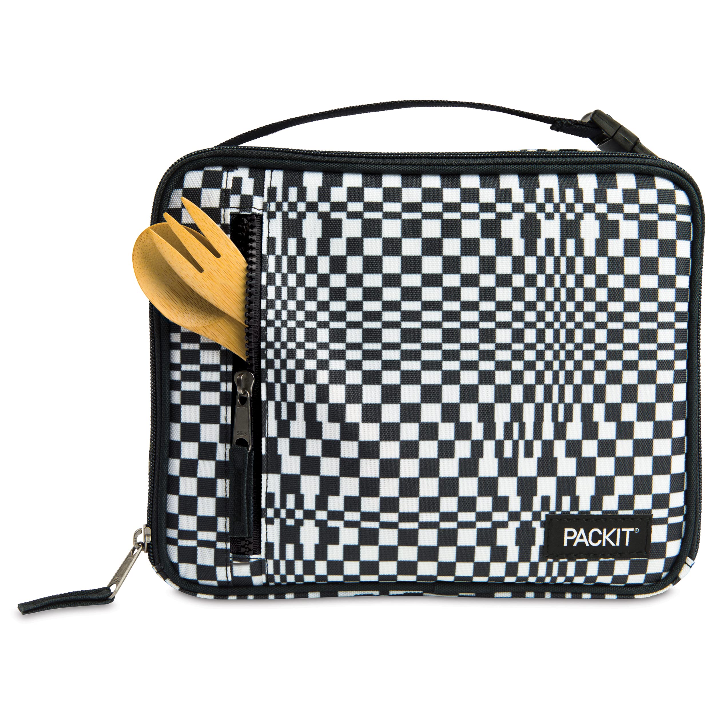 Packit Freezable Classic Lunch Box, Checked Out, Built With Ecofreeze Technology, Collapsible, Reusable, Zip Closure With Zip Fr