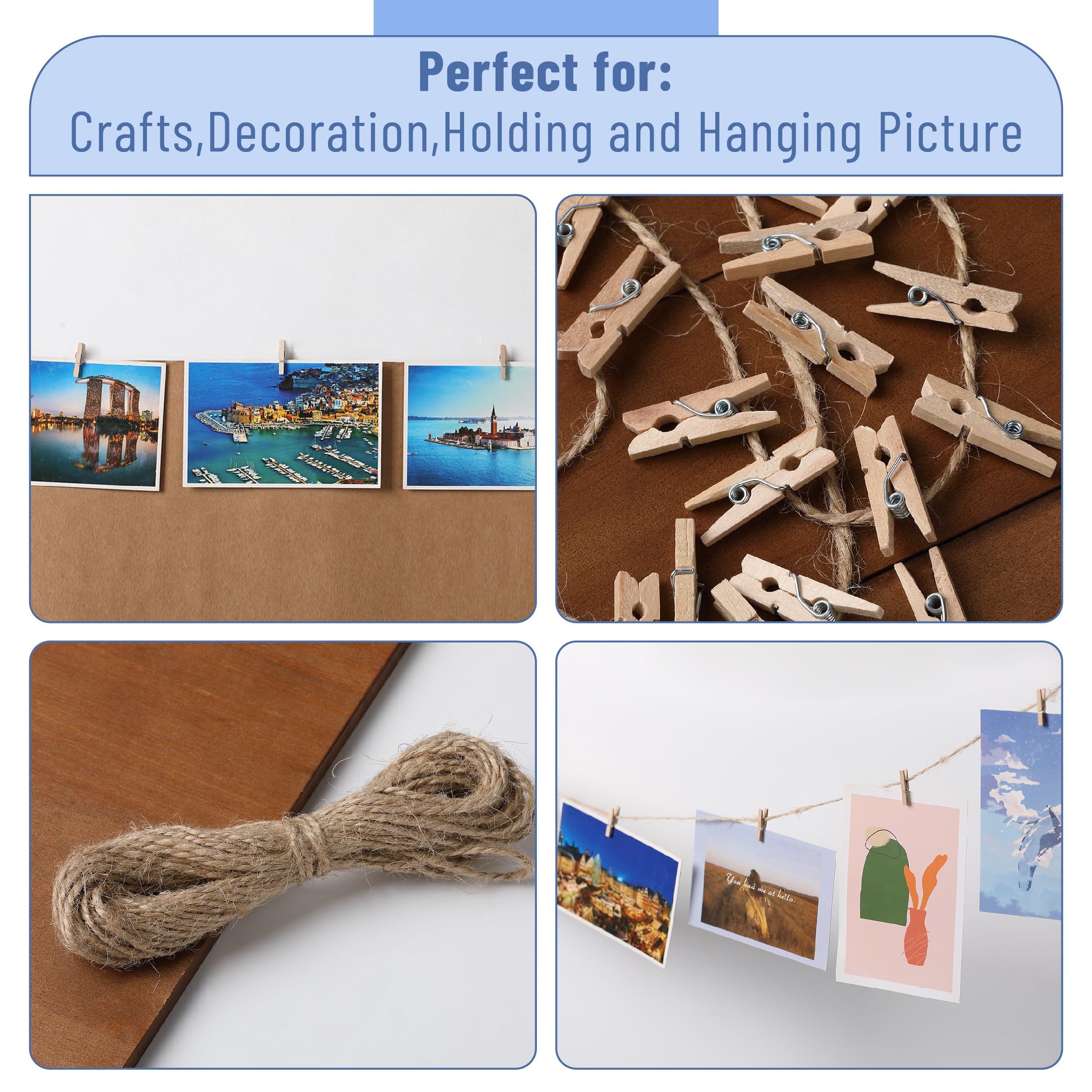 Mr. Pen- Wooden Clothes Pins For Craft, Natural Wood, 200 Pcs, 1 Inch, Mini Clothes Pins For Hanging Pictures, Small Clothes Pin