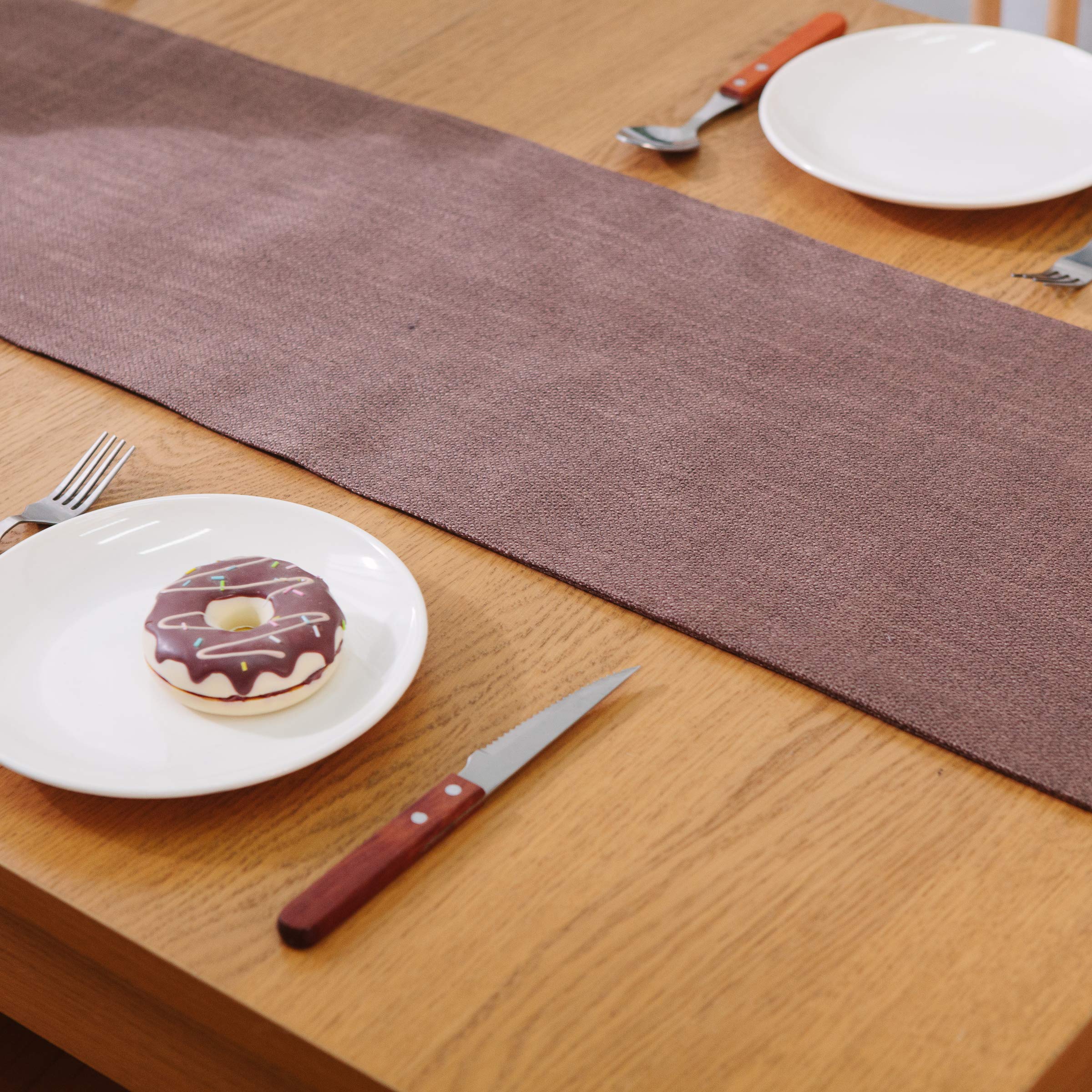 2 Piece Fabric In 1Dining Table Runner 12 X 48 Inches Living Room Dinner Wedding Birthday Party Burlap Rustic Table Runner, Coff