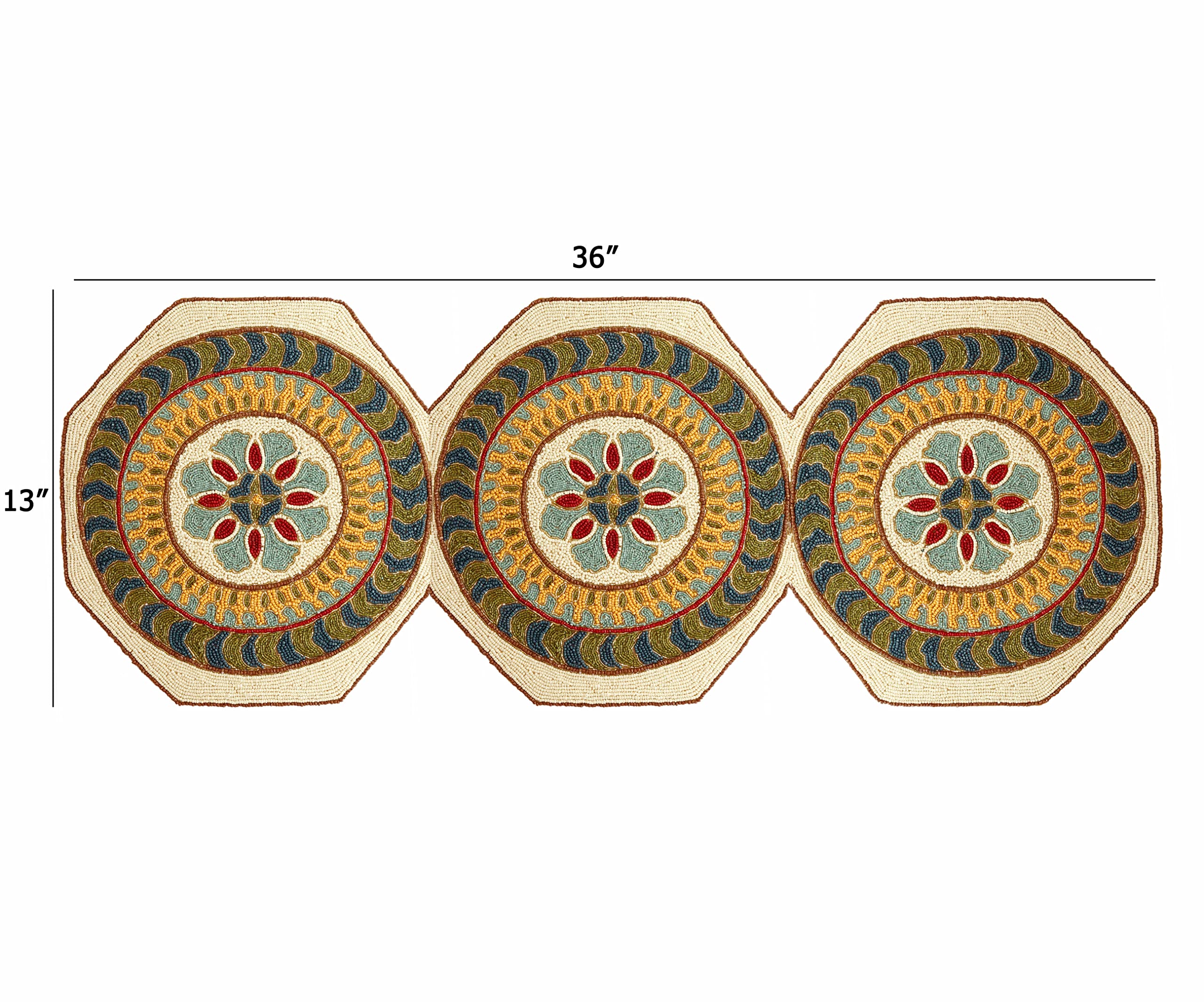 COTTON CRAFT Beaded Table Runner - Isabelle Moroccan Handmade Tablerunner - Halloween Harvest Fall Thanksgiving Holiday Christma