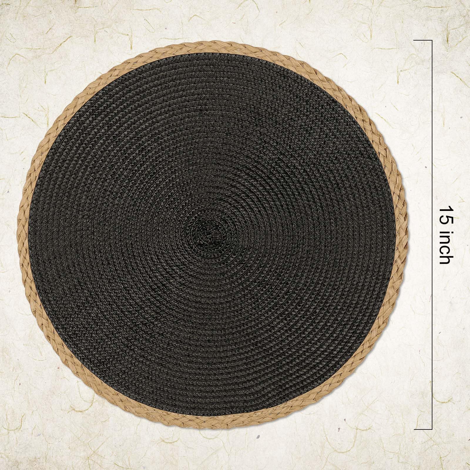 Noctiflorous Round Braided Placemats Set Of 4 Table Mats 15 Inches Washable Heat Resistant For Dining Table Non-Slip Indoor Outd