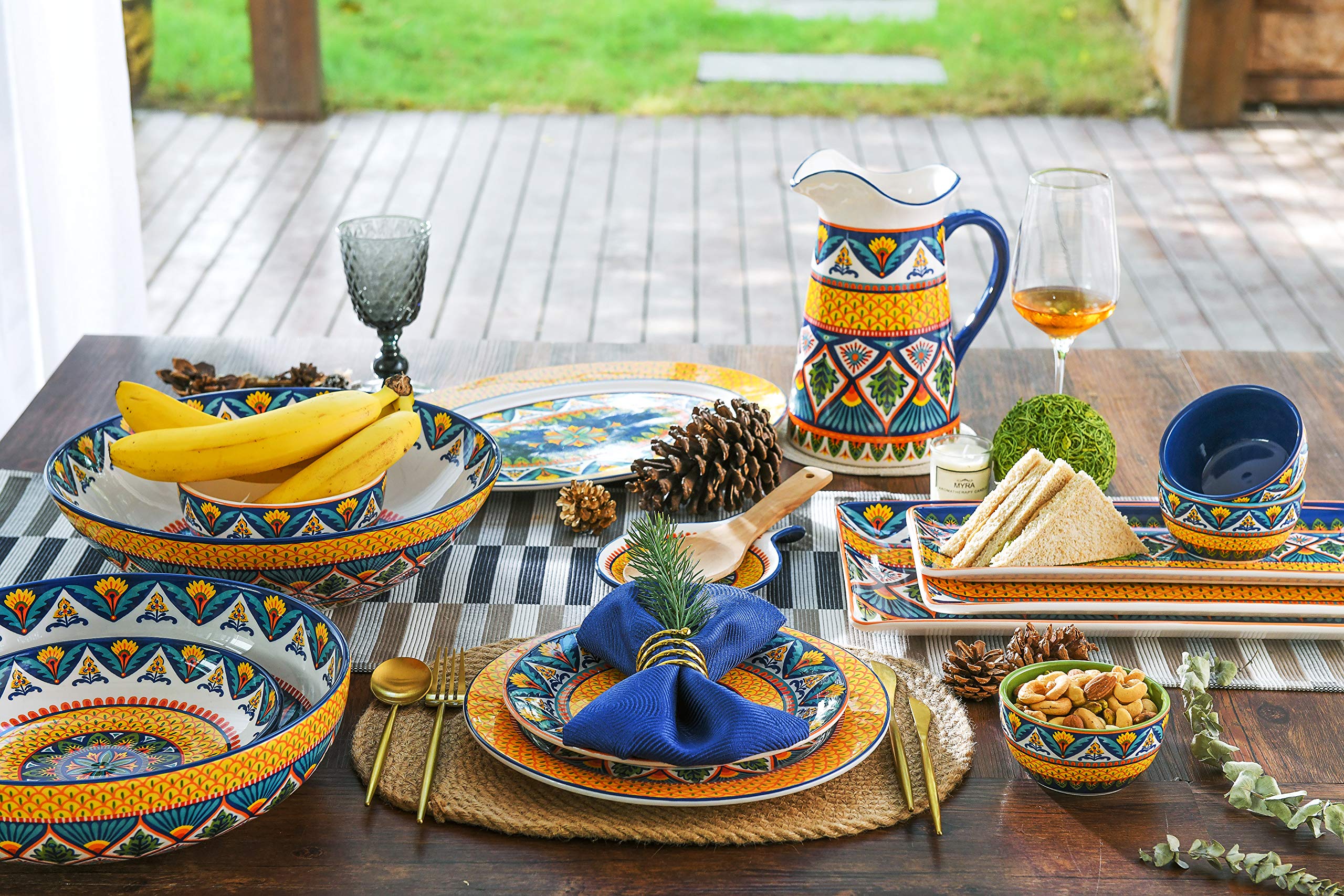 Bico Havana Ceramic Dinner Plates, Microwave & Dishwasher Safe, Set Of 4, 11 Inch, For Pasta, Salad, Maincourse