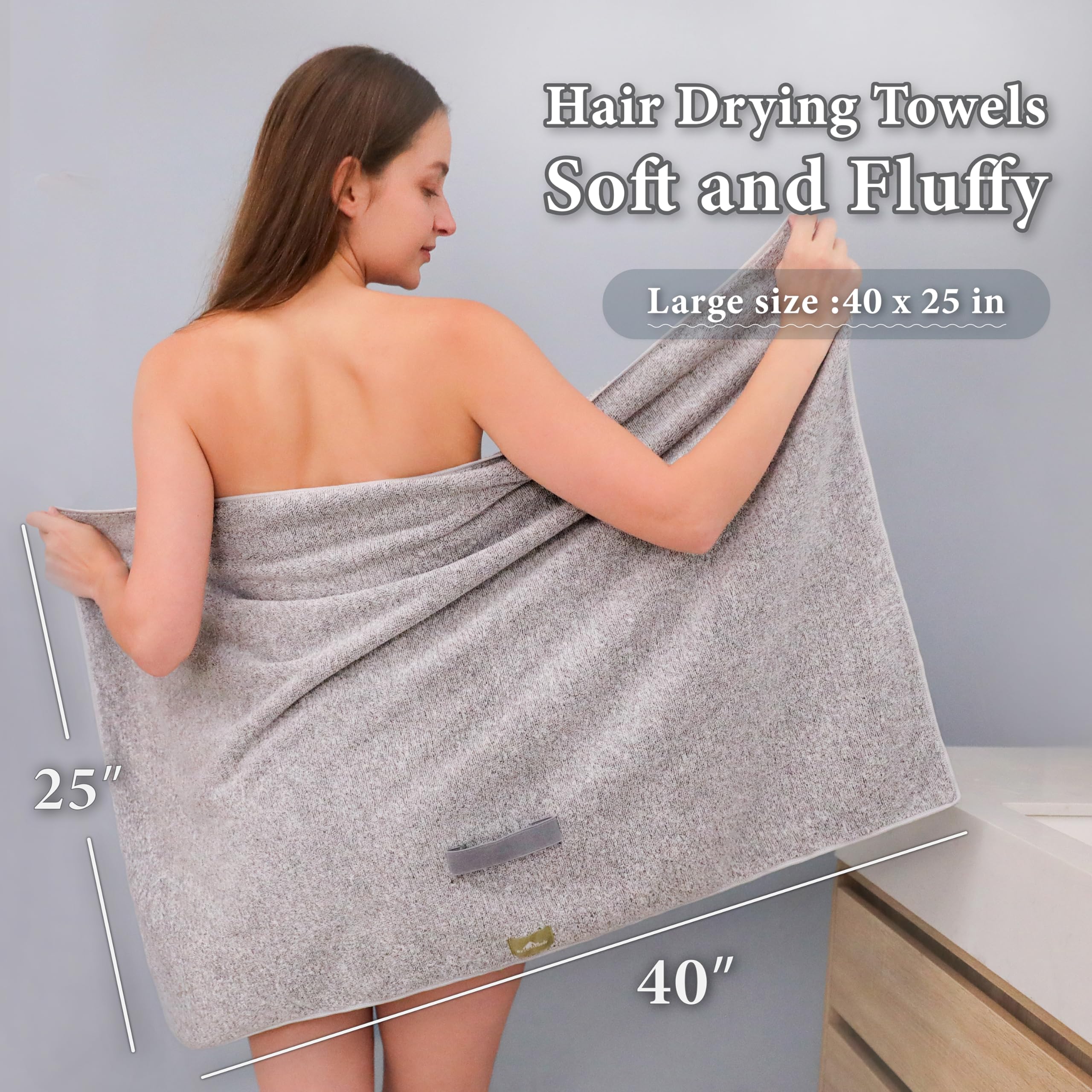 myHomeBody Hair Drying Towel, Hair Wrap Towel, Quick Dry Towel, Hair Towel Wrap for Women Long Hair, Hair Towels for Women, Hair
