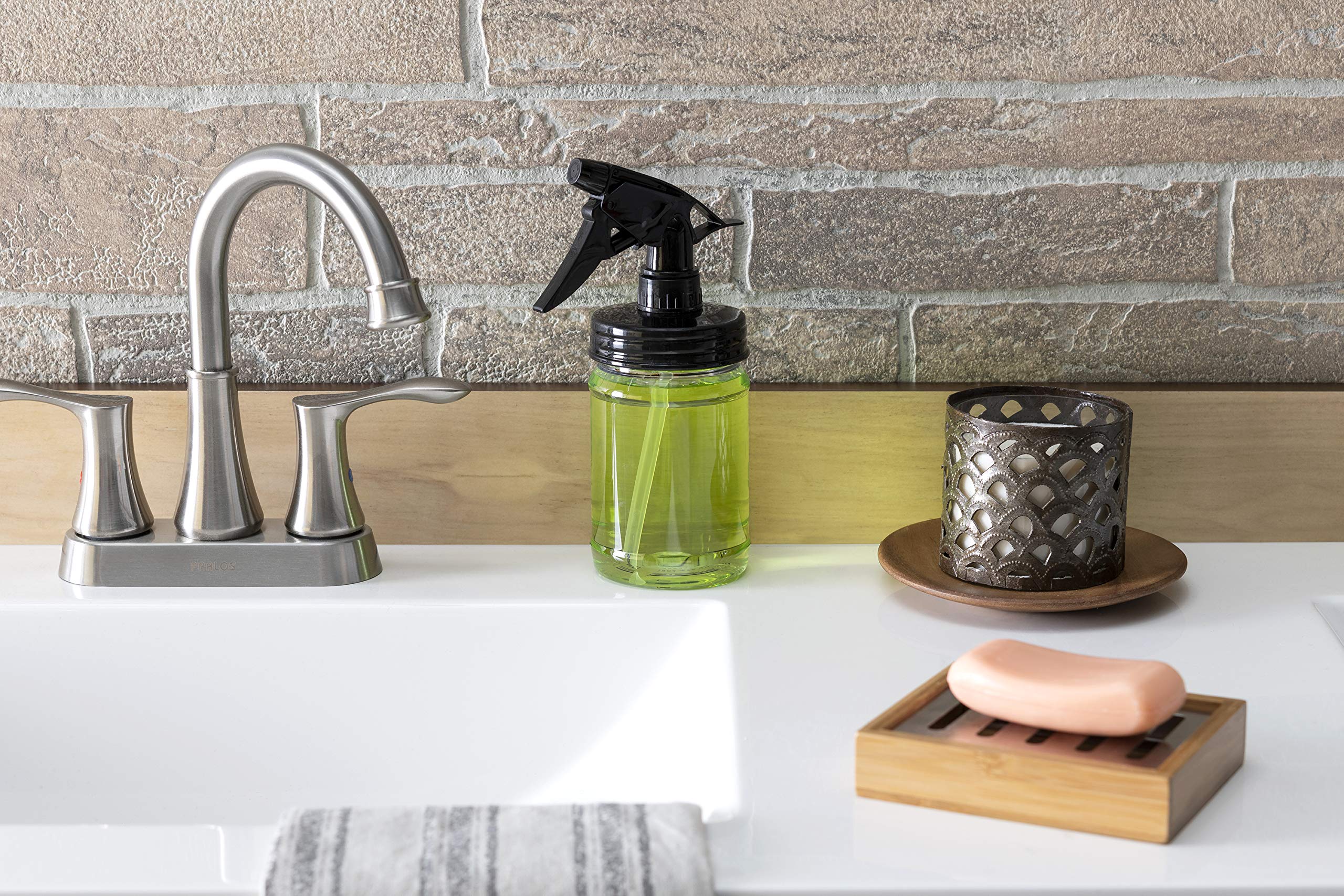 Jarmazing Products Mason Jar Sprayer - Black - With 16 Ounce Plastic Mason Jar - Two Pack!