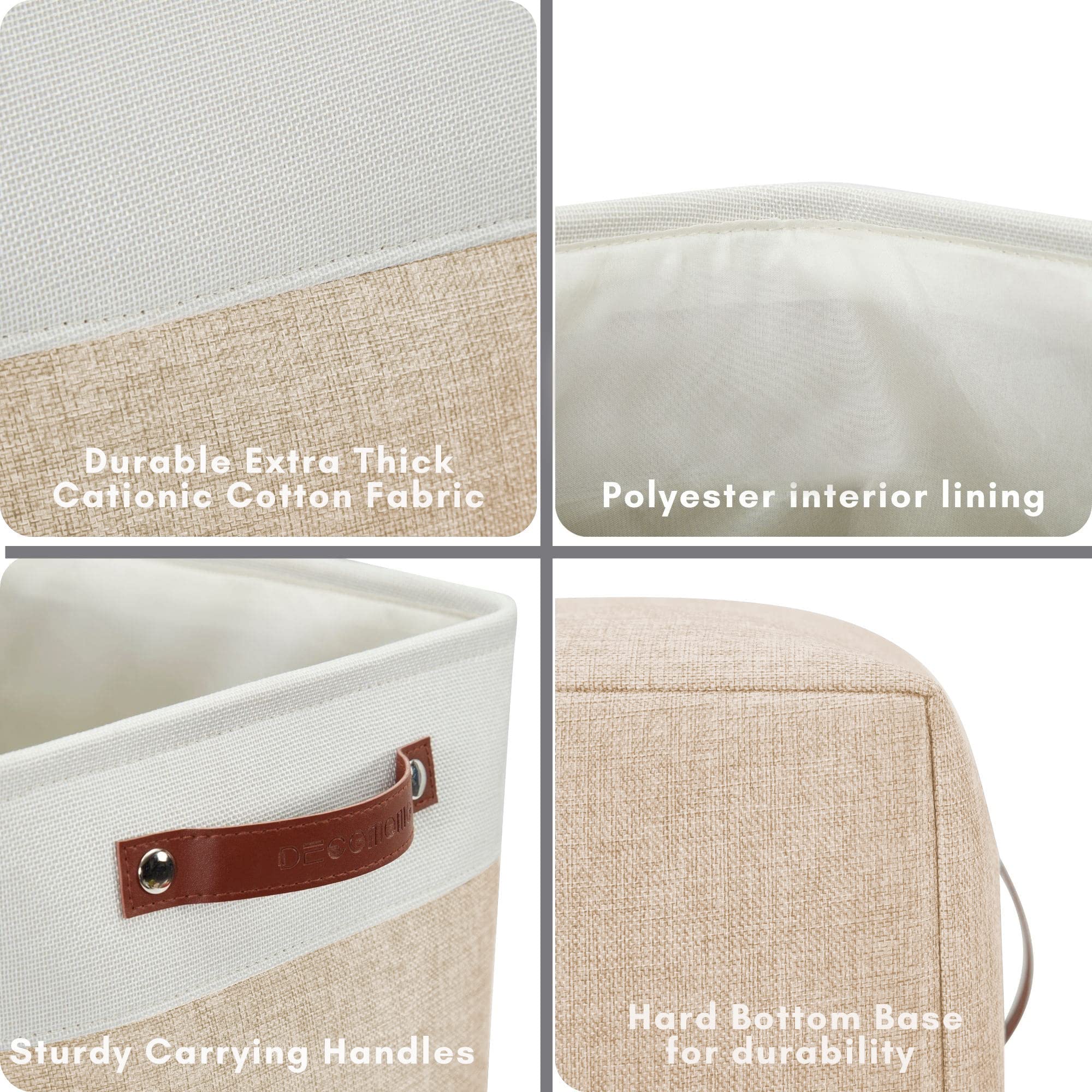 DECOMOMO Extra Large Storage Baskets, 54.5L Fabric Storage Bins for Organizing Linen Closet, Nursery (Beige & White, XXXL - 3 pa