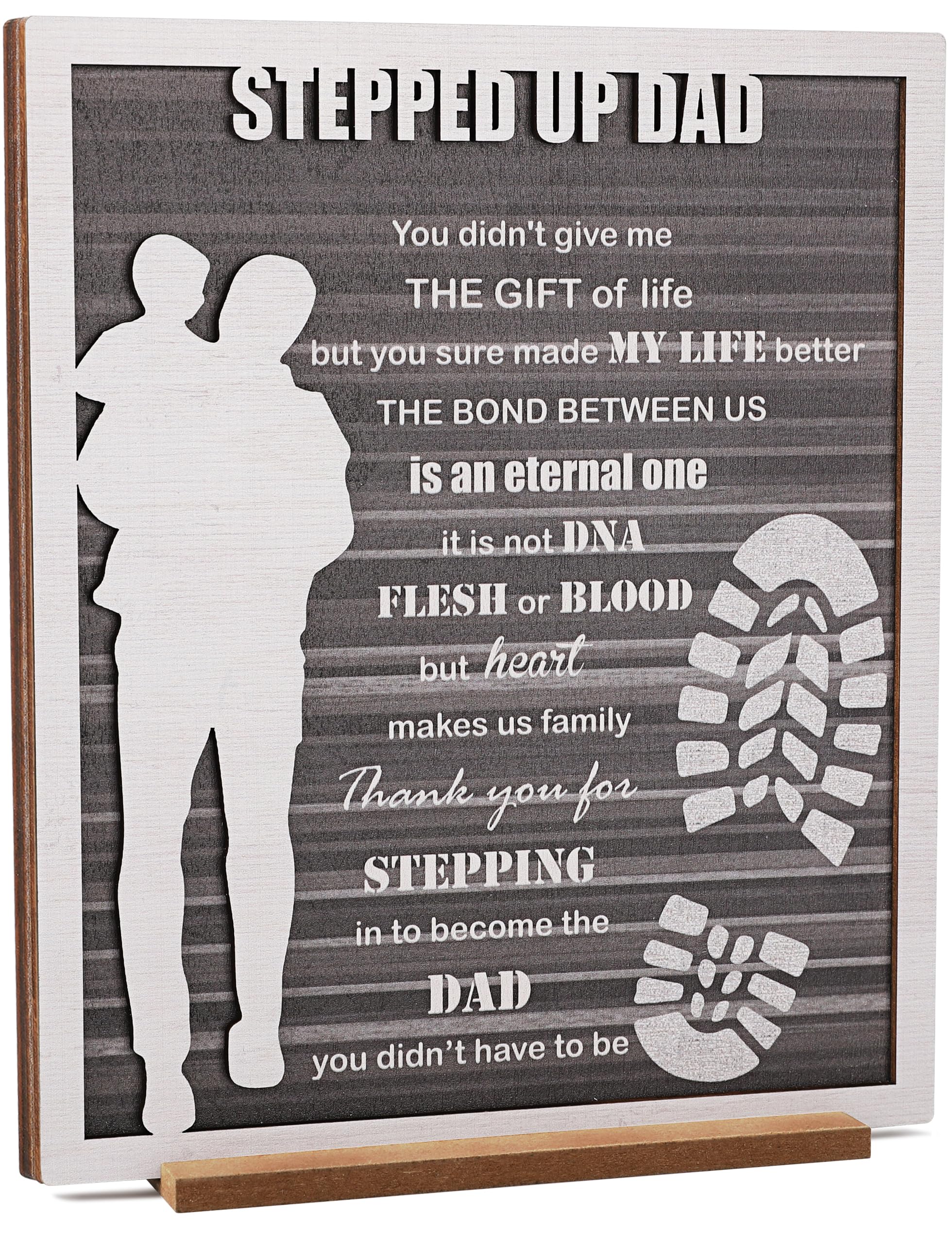 Fathers Day Step Dad Thank You Plaque - Gifts for Stepdad from Step Daughter Step Son, Step Father Birthday Gifts - bonus dad Gr