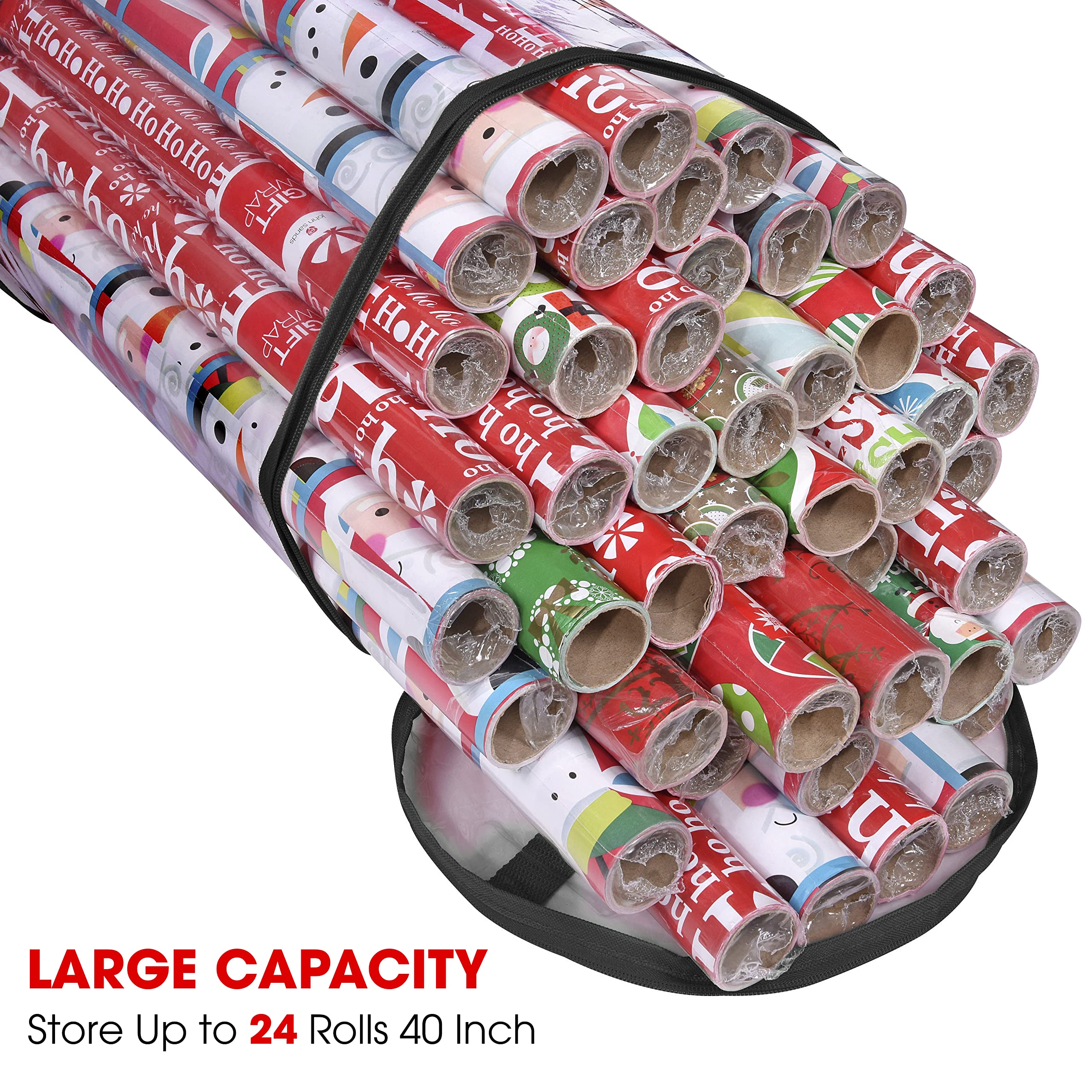 Primode Wrapping Paper Storage Bag, Gift Wrap Organizer, Fits 40 Inch Long Rolls, Hold Up To 24 Rolls, Heavy Duty Clear Pvc Bag