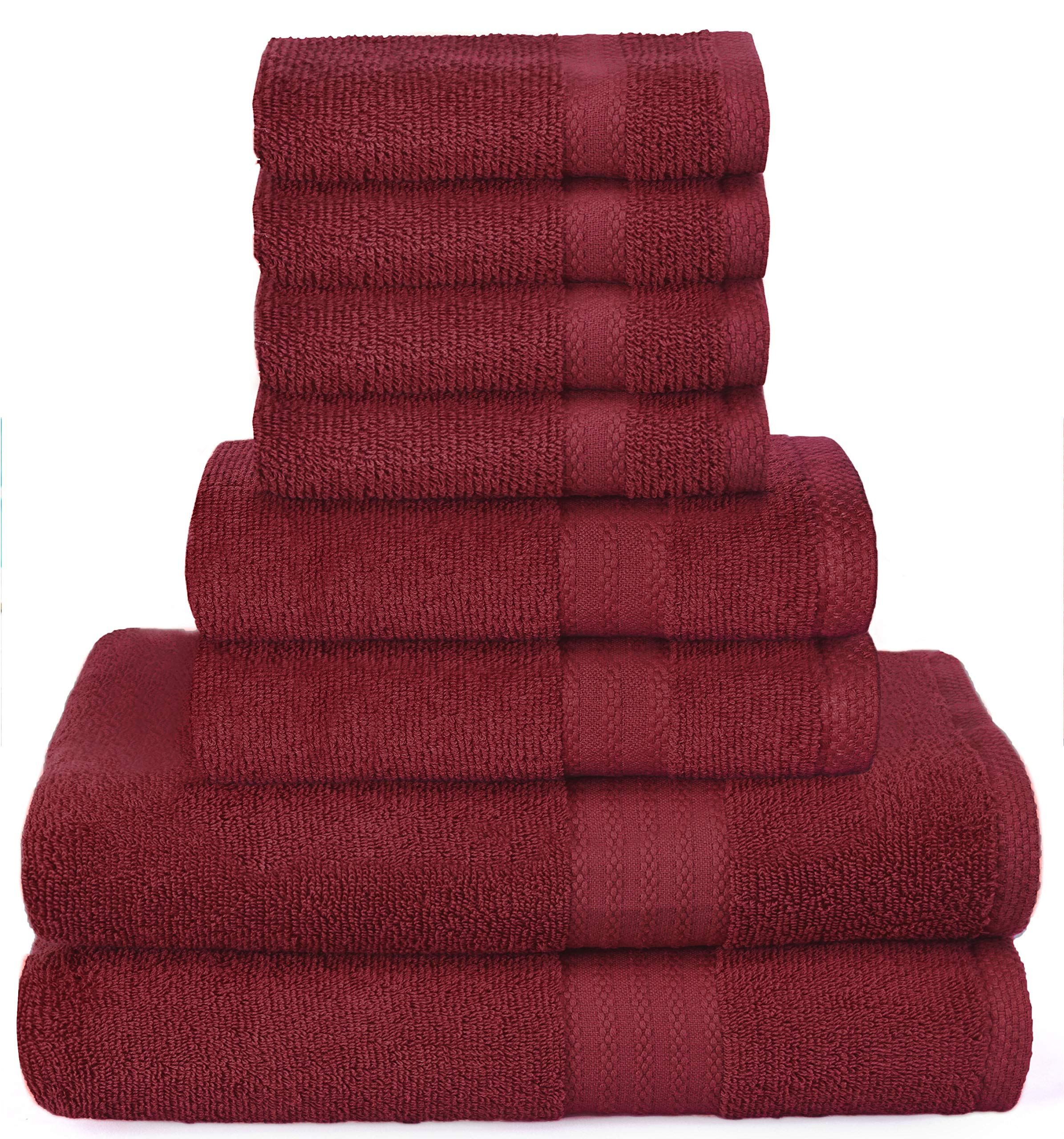 Glamburg Ultra Soft 8-Piece Towel Set - 100% Pure Ringspun Cotton, Contains 2 Oversized Bath Towels 27X54, 2 Hand Towels 16X28,