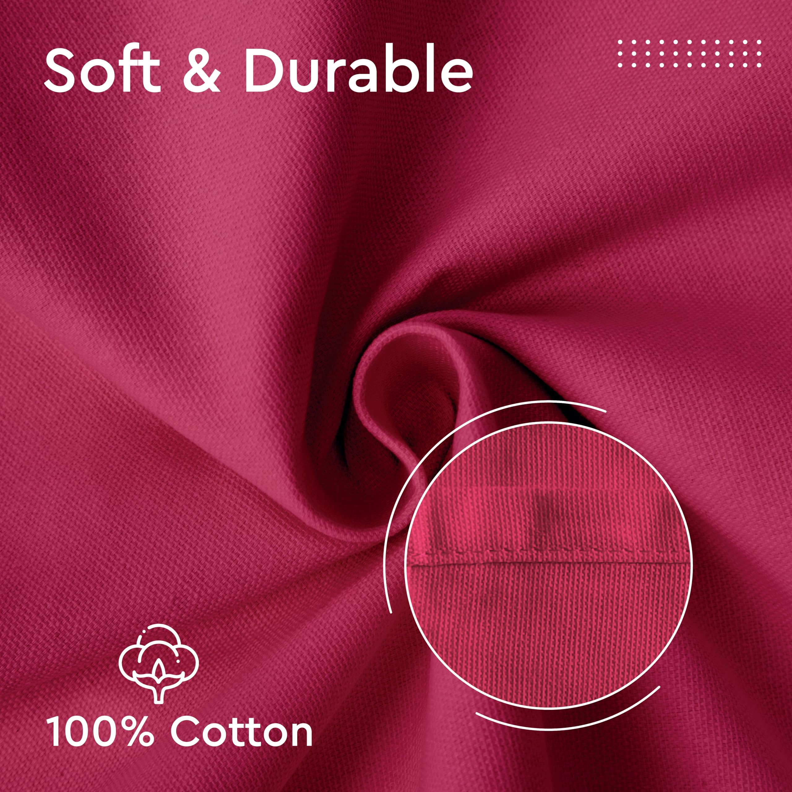 Encasa Xo Cotton Cloth Napkins | Set Of 12 | Size 17''X17'' | Hot Pink Solid Color | Machine Washable