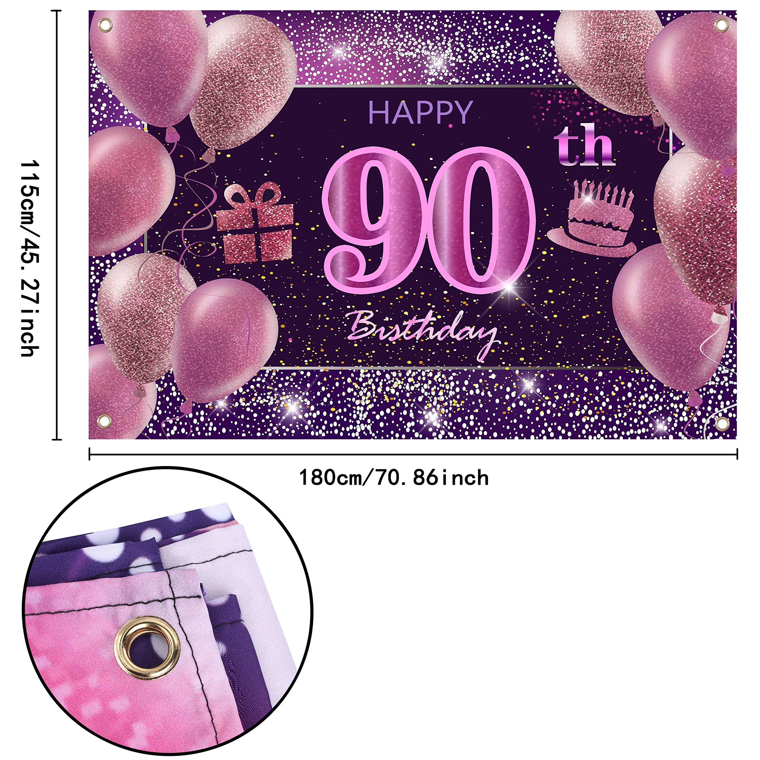 90Th Birthday Decorations For Girls Imisi Happy Birthday Banner Pink Decorations For A Party Birthday Backdrop For Women