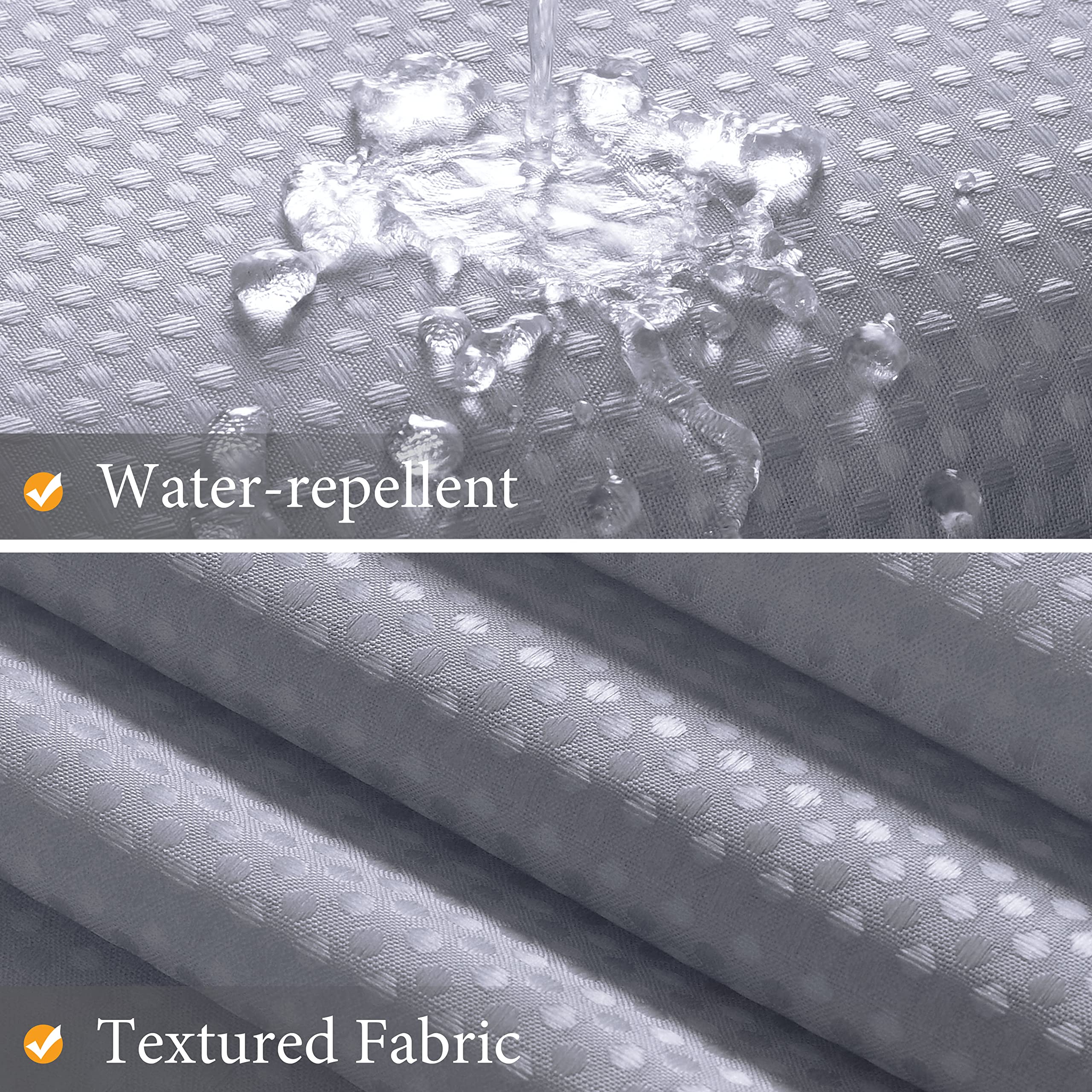 Textured Fabric Bath Shower Curtain, Polyester Ombre Shower Curtains For Bathroom, Water Repellent Shower Curtain Liner With 12