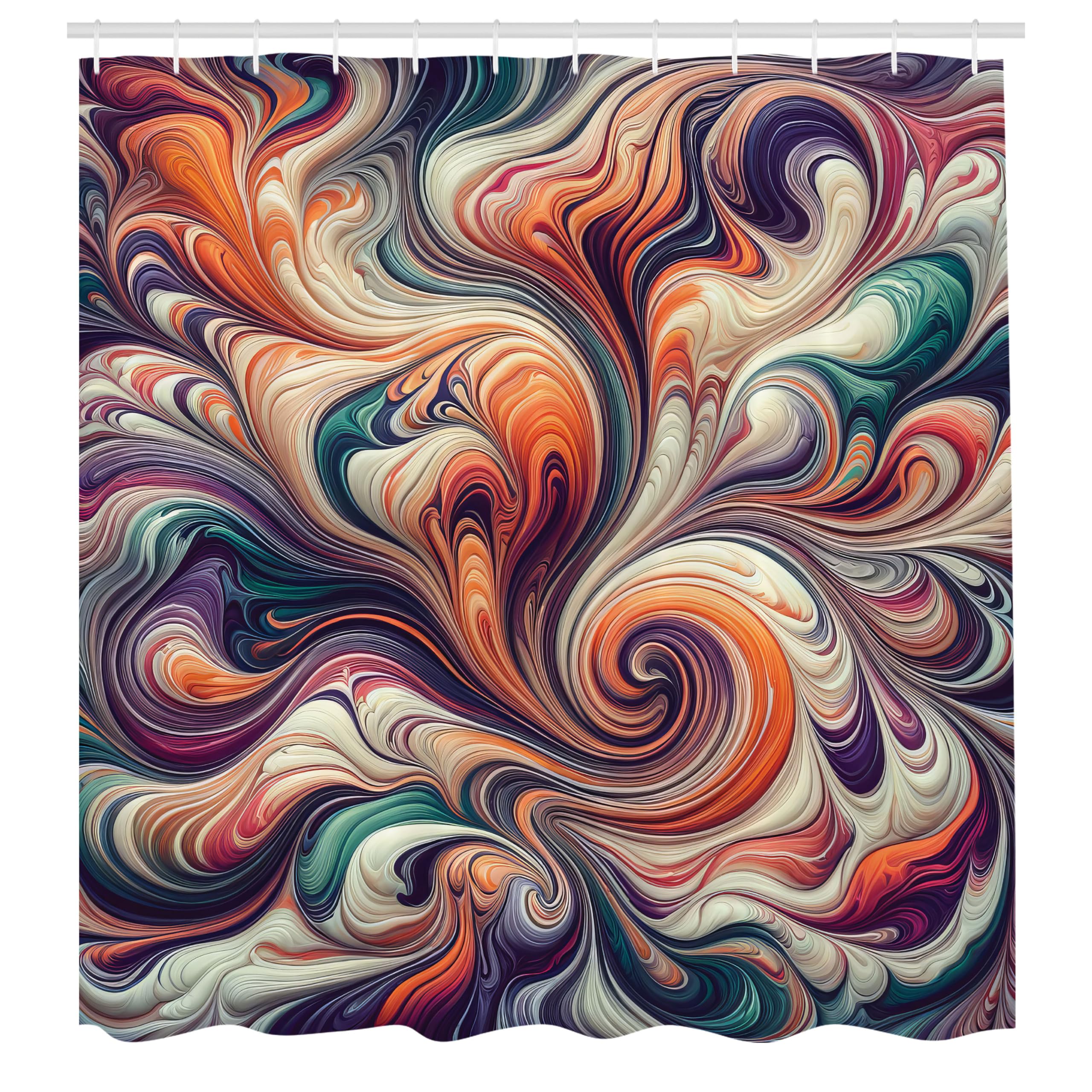 Ambesonne Colorful Shower Curtain, Abstract Art Groovy Integration Of Jumbling Tones Dreamy Composition, Cloth Fabric Bathroom D