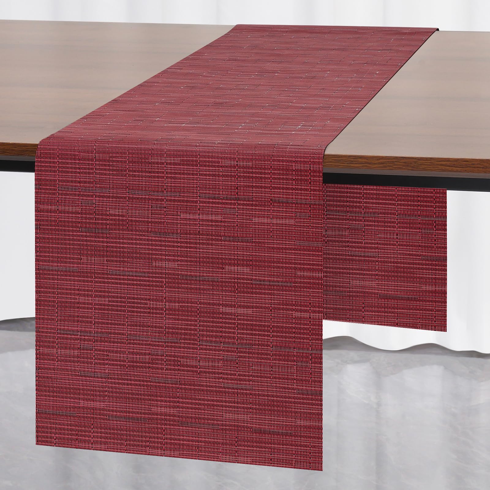 Myir JUN Table Runner, Vinyl Table Runner Indoor 72 Inch Long Arbitrarily Cropped Runner for Table Heatproof for Home Party (Red