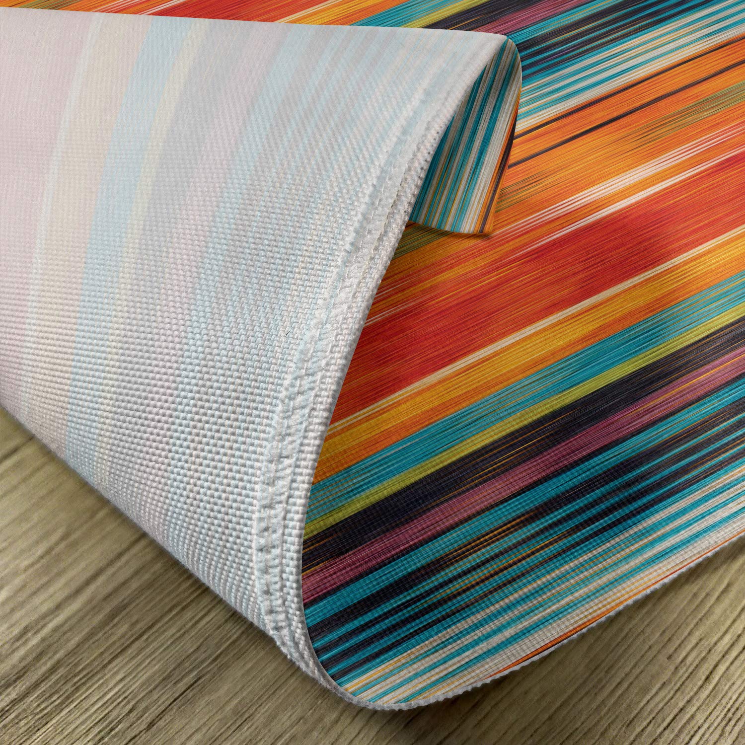 Lunarable Mexican Place Mats Set Of 4, Abstract Vibrant Vintage Aztec Motif Gradient Blurred Lines Ecuador Crafts Image, Washabl