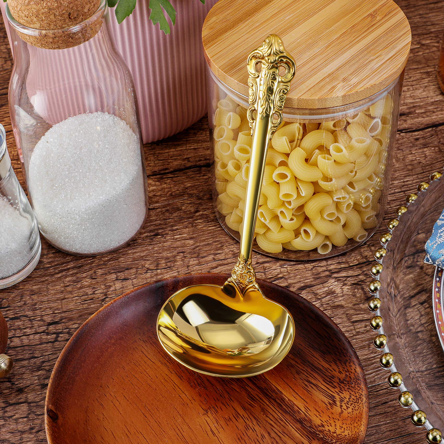 Keawell Gorgeous 1 Oz. 18/10 Stainless Steel Gravy Ladle, Antique Small Ladle For Stirring, Mirror Finished Soup Ladle Spoon And