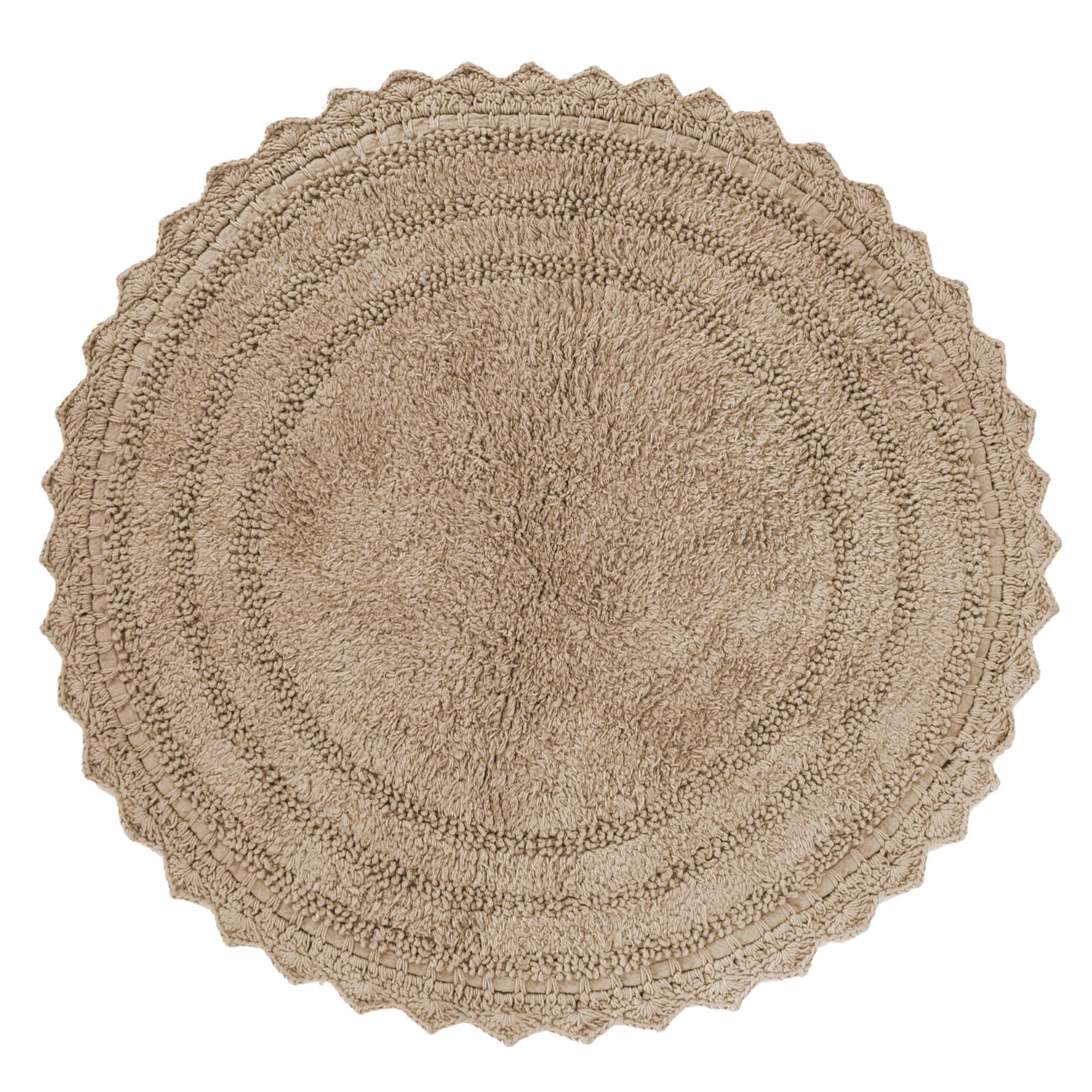 Rajrang Bringing Rajasthan To You Circle Bathroom Mat For Kitchen And Spa With Crochet Pattern Cotton Absorbent Soft Reversible
