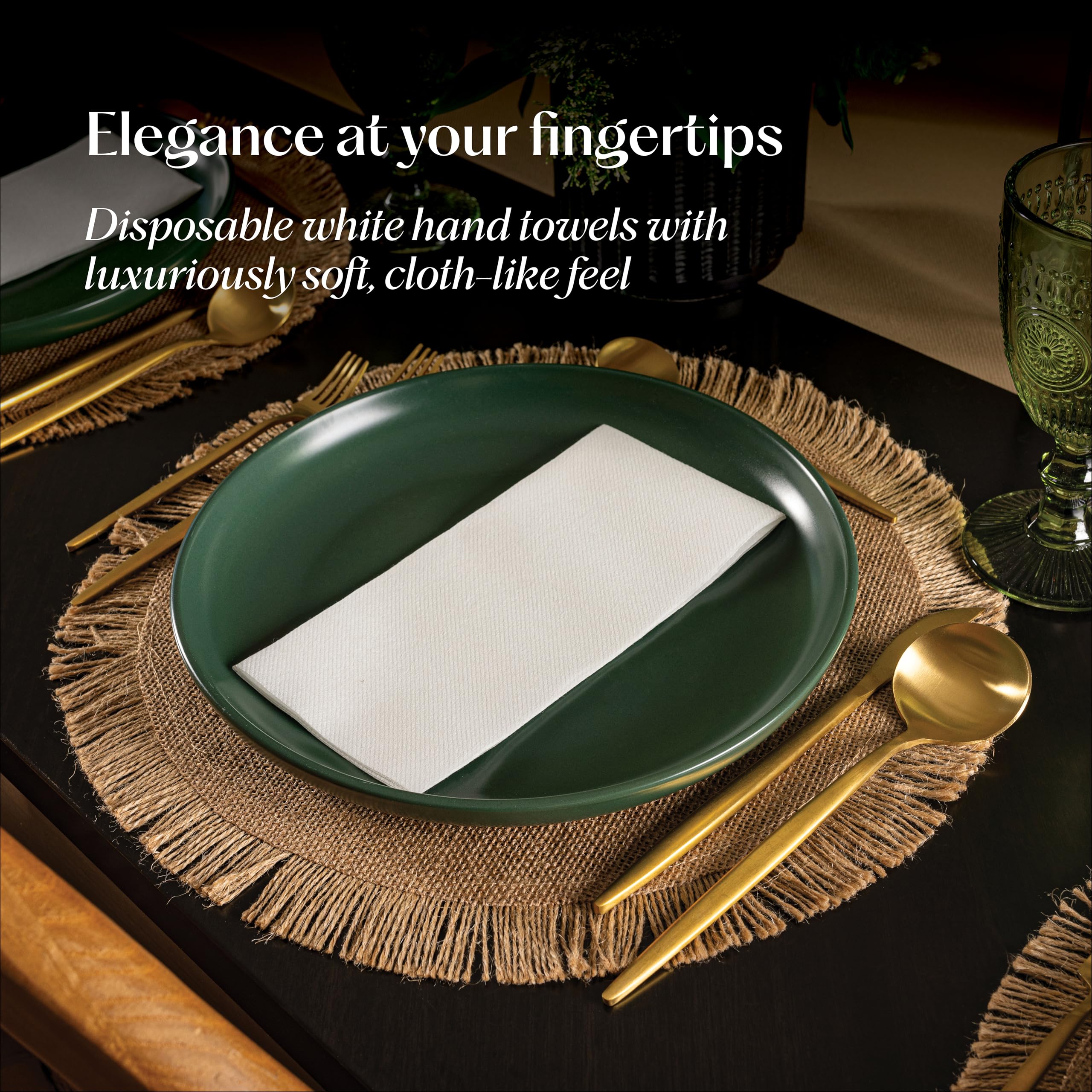 Servietto Disposable Linen-Feel Guest Towels [Pack of 200  12'' x 17''] - Cloth-Like Hand Bathroom Napkins - Made In USA  Soft and Absorbent Paper Napkin for Kitchen  Bathroom  Party  Wedding  Or Event