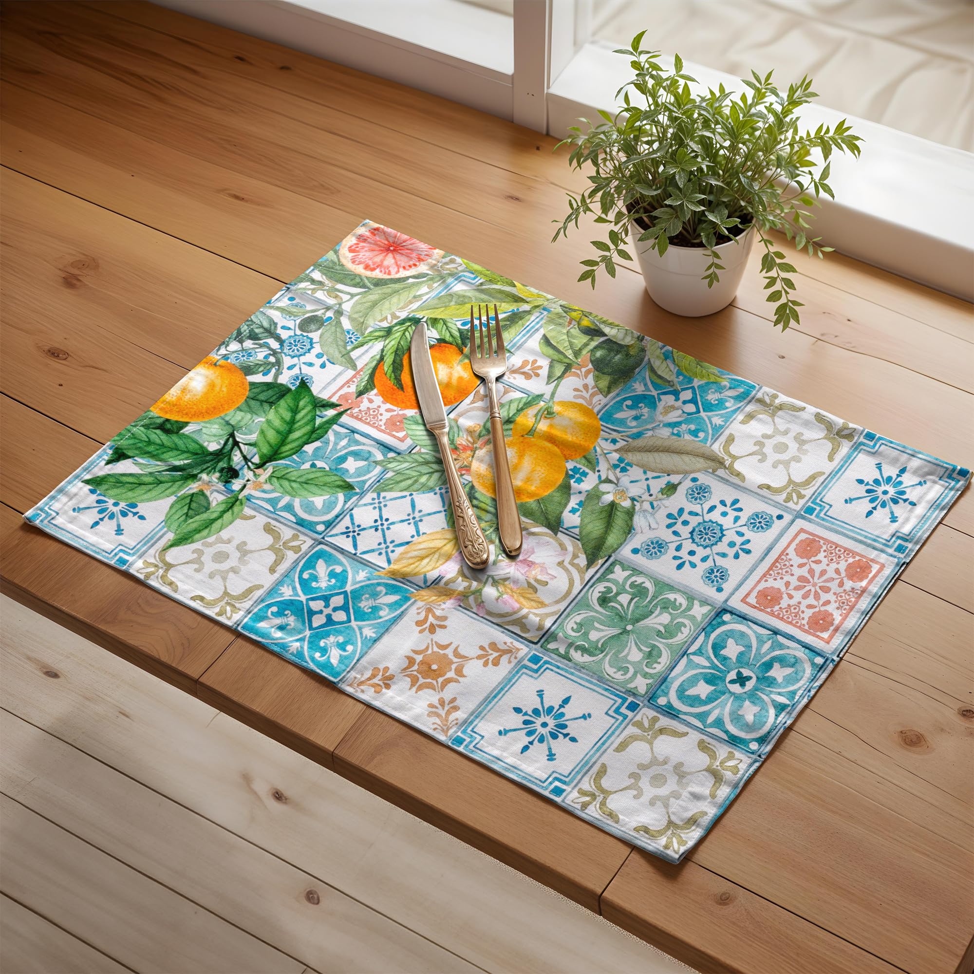 Maison D Hermine Cloth Placemat 100% Cotton Set Of 4 Decorative Washable Place Mats Table Placemat, Dining, Kitchen, Parties & C