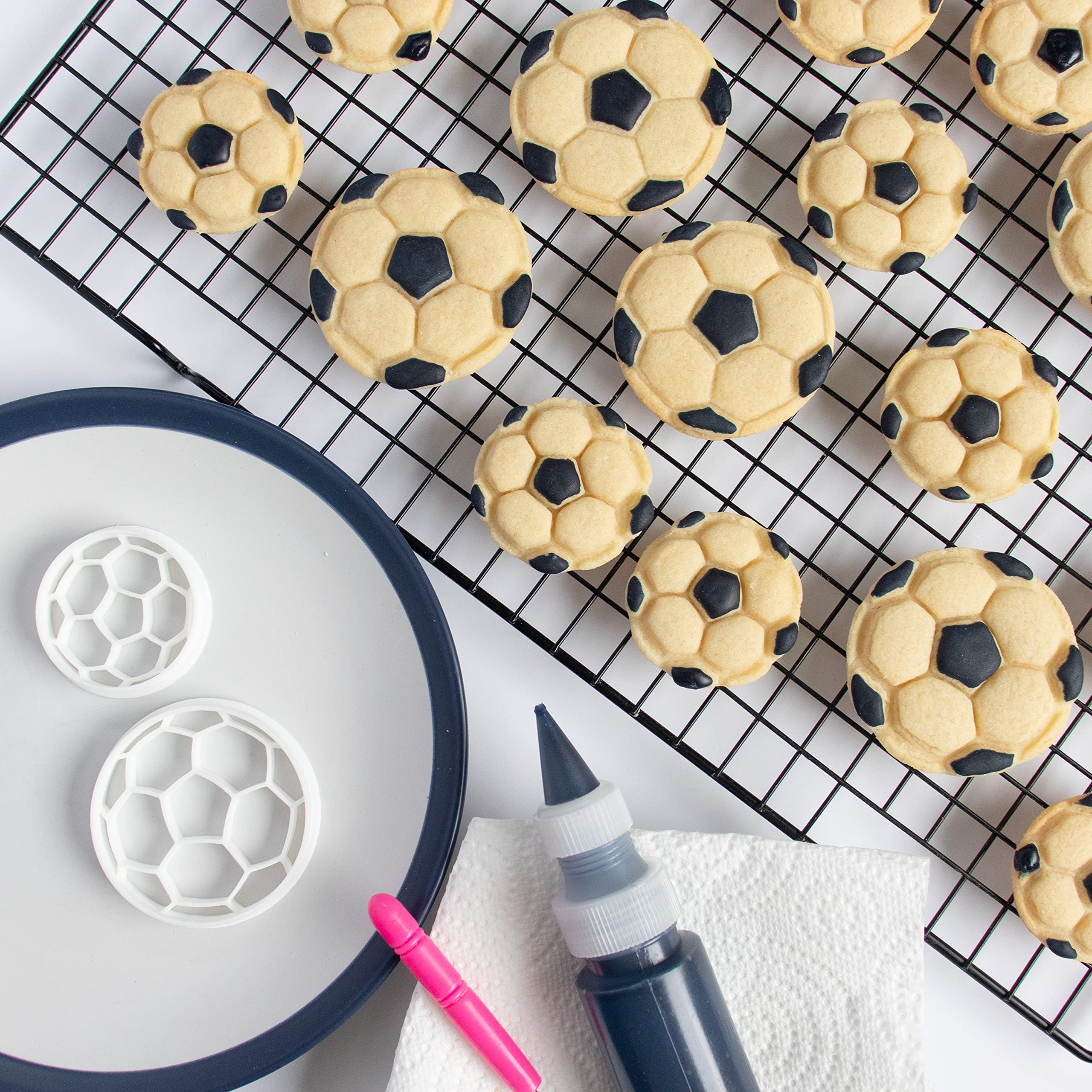 Set Of 2 Soccer Balls Cookie Cutters, 2 Pieces - Bakerlogy