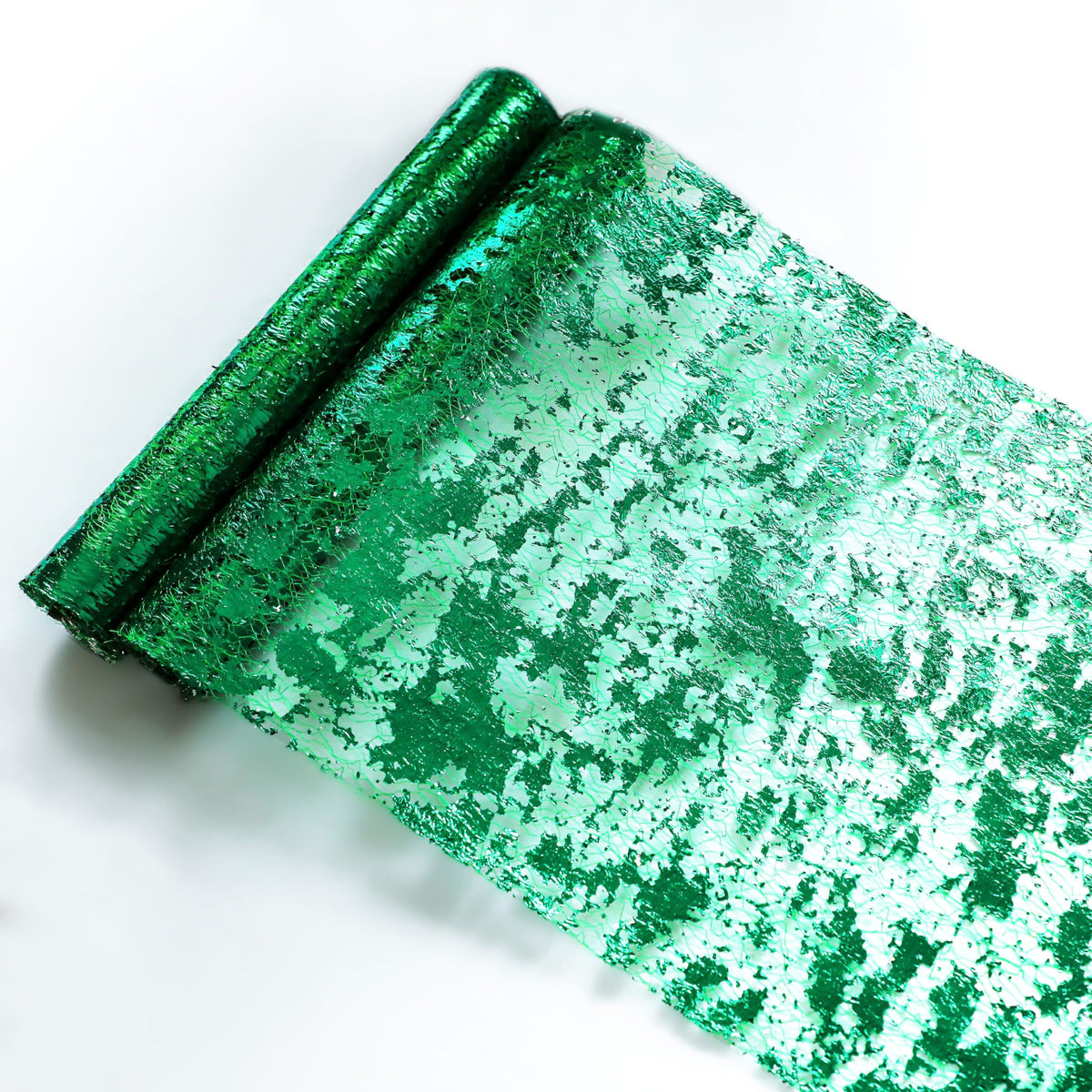 Snowkingdom 2 Pieces Green Table Runner, Christmas Winter Table Decorations, 11X108 Inch Sequin Glitter Metallic Thin Mesh Table