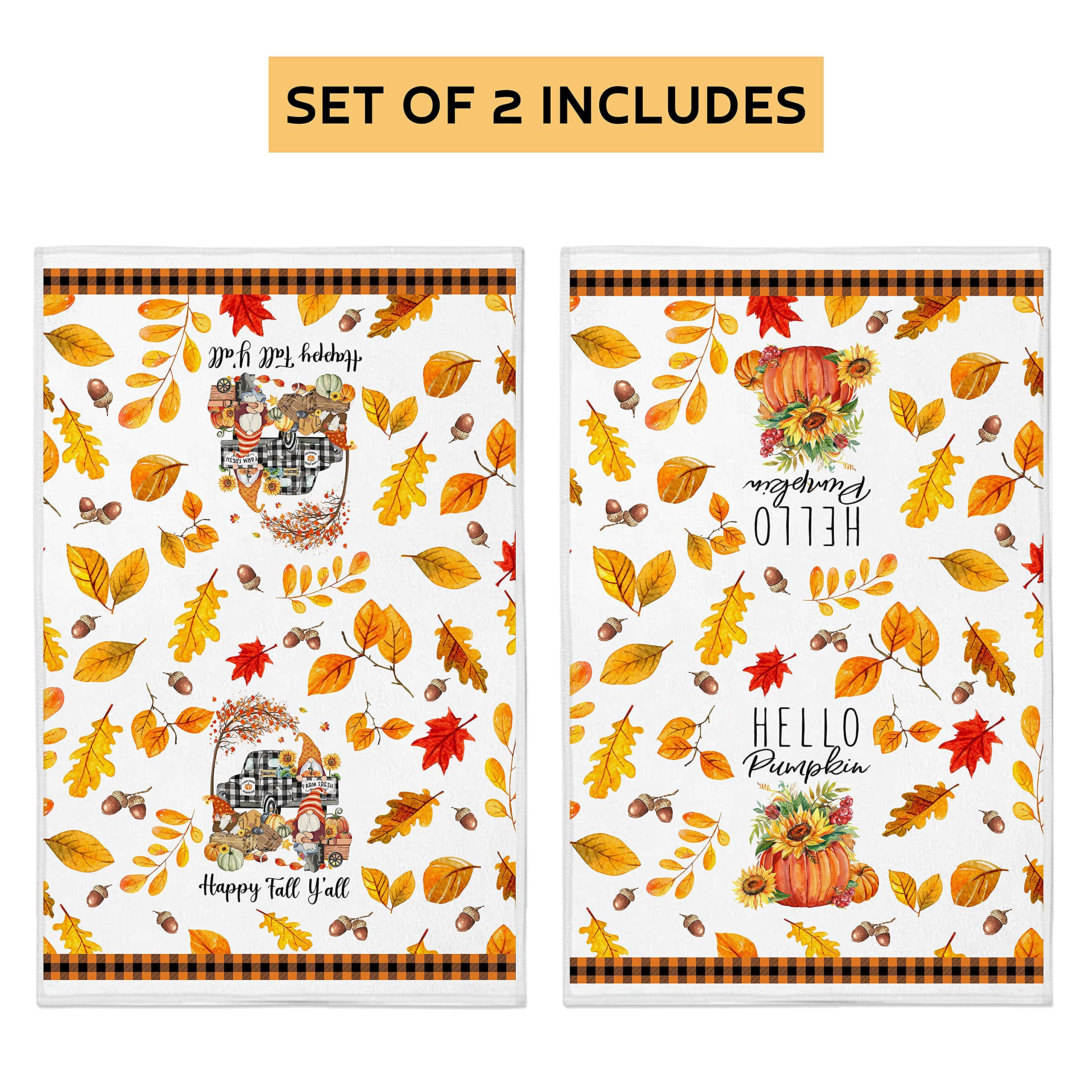 Bonsai Tree Fall Kitchen Towels Sets of 2, Pumkin Fall Hand Towels for Bathroom, Thanksgiving Dish Towel 18   x28   , Autumn Dec