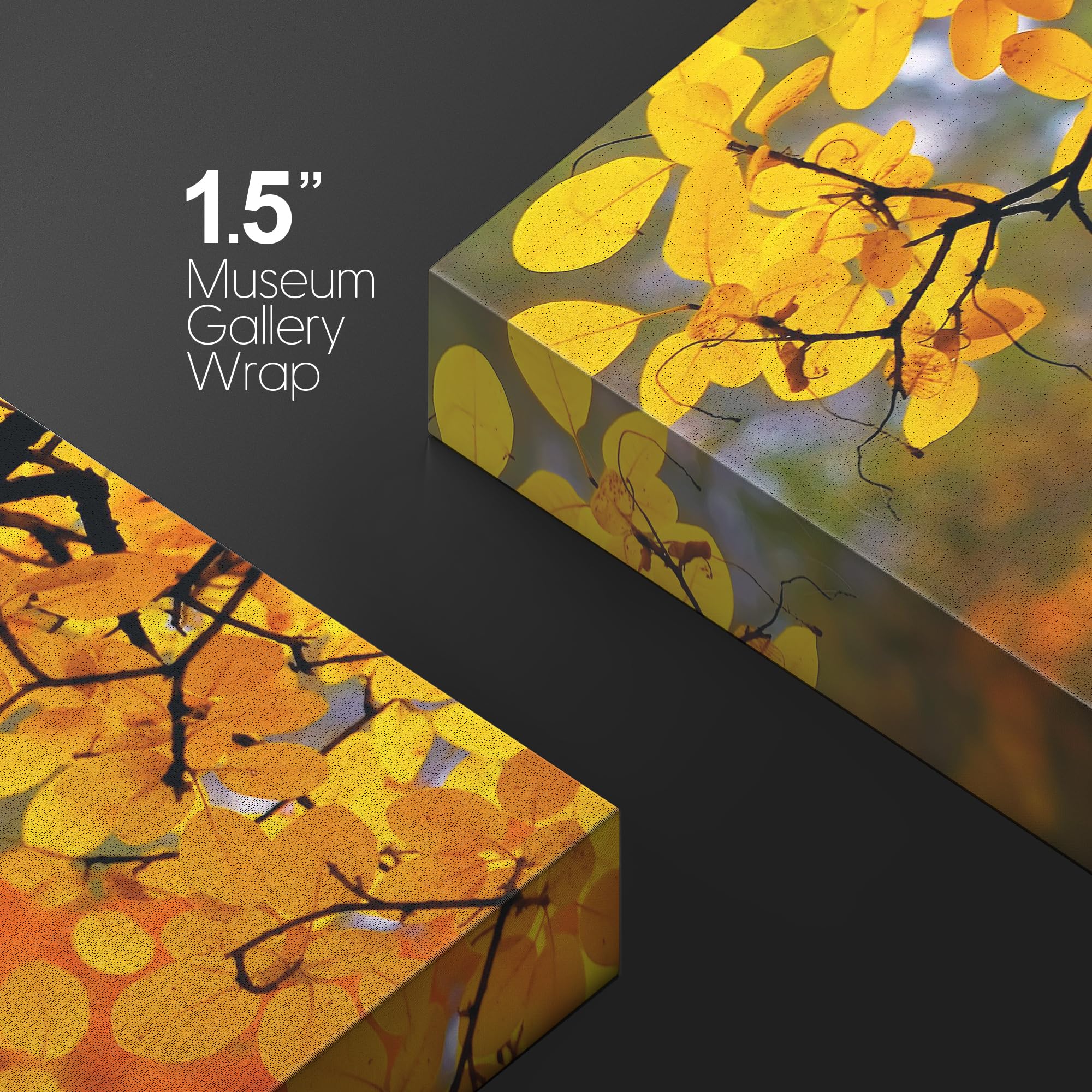 Wall26 Canvas Print Wall Art Yellow Leaves In The Forest With Bokeh Camera Effect Floral Nature Photography Realism Bohemian Sce