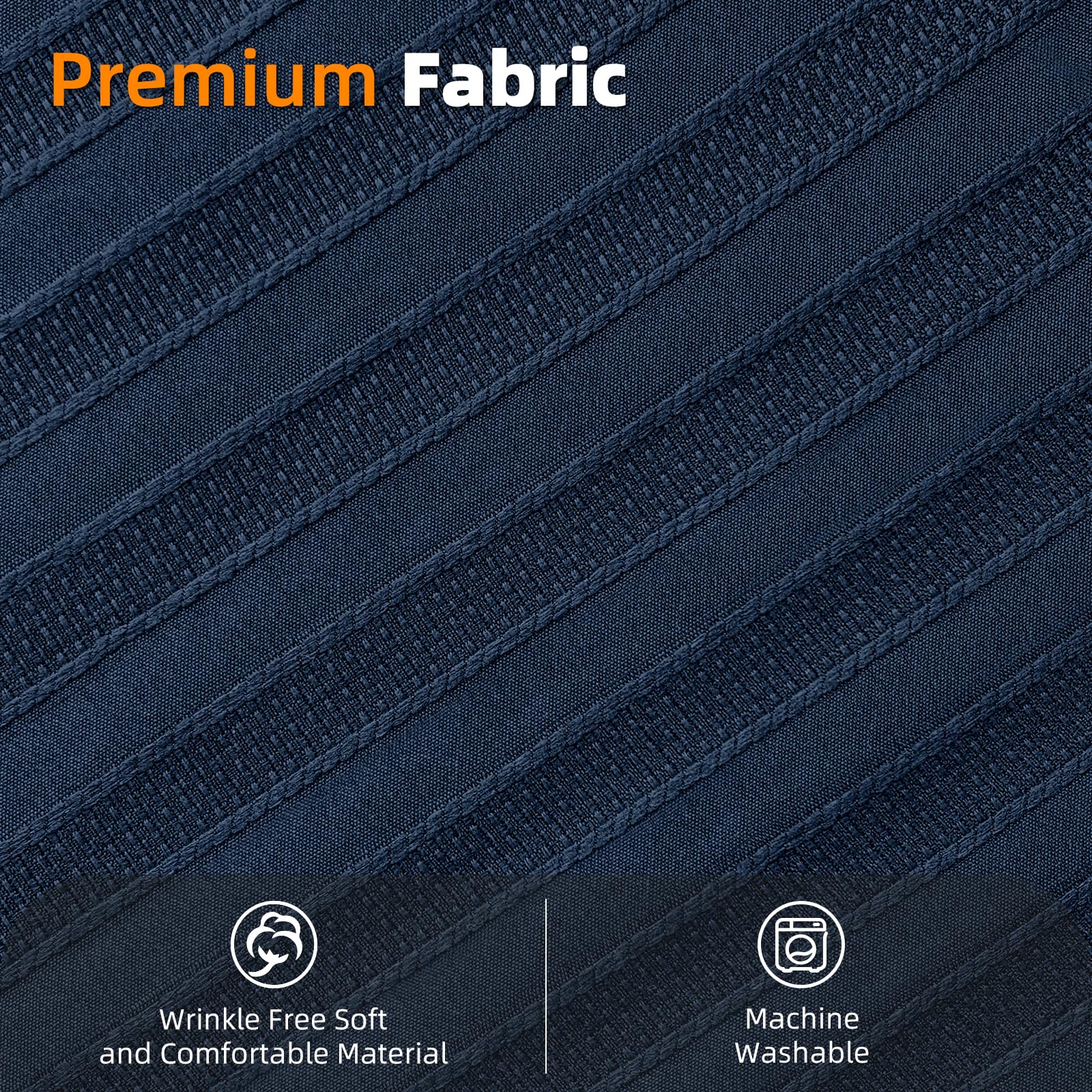 Navy Blue Shower Curtain Boho Farmhouse Striped Textured Tassel Shower Curtains For Bathroom Minimalist Cloth Shower Curtain Set