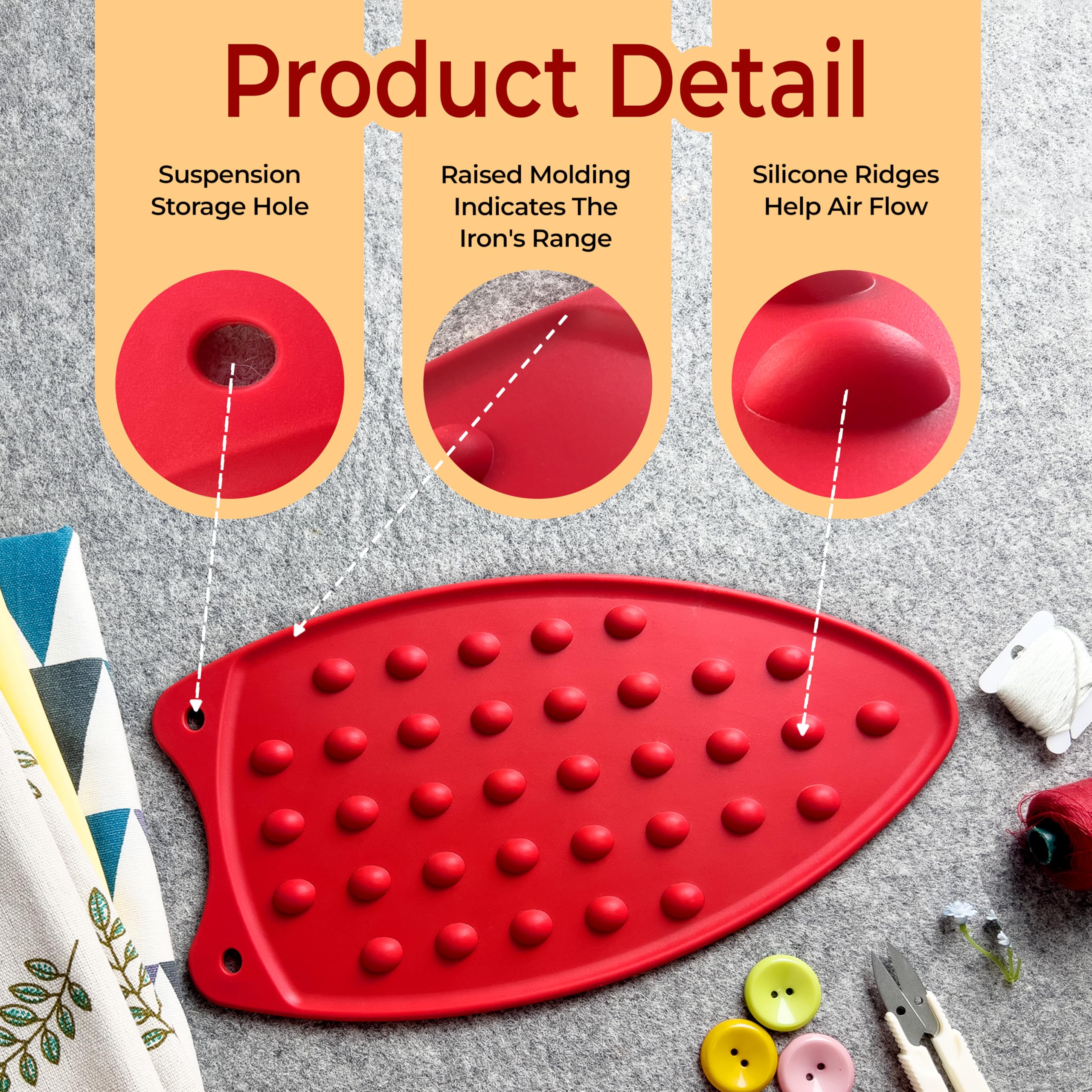 Savina Silicone Rest Pad For Ironing Board(2 Pack). Heat Resistant Pad, Thicker Version. Perfect Combination With Ironing Board
