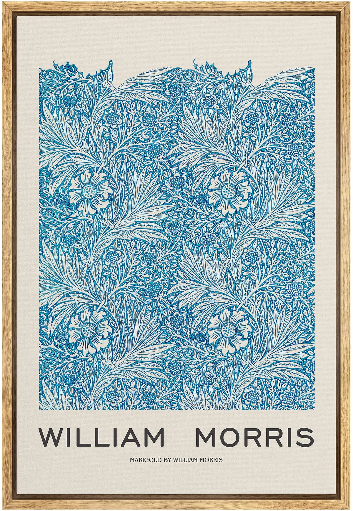 Idea4Wall Framed Canvas Print Wall Art Blue Marigold Flowers By William Morris Historic Cultural Illustrations Fine Art Traditio