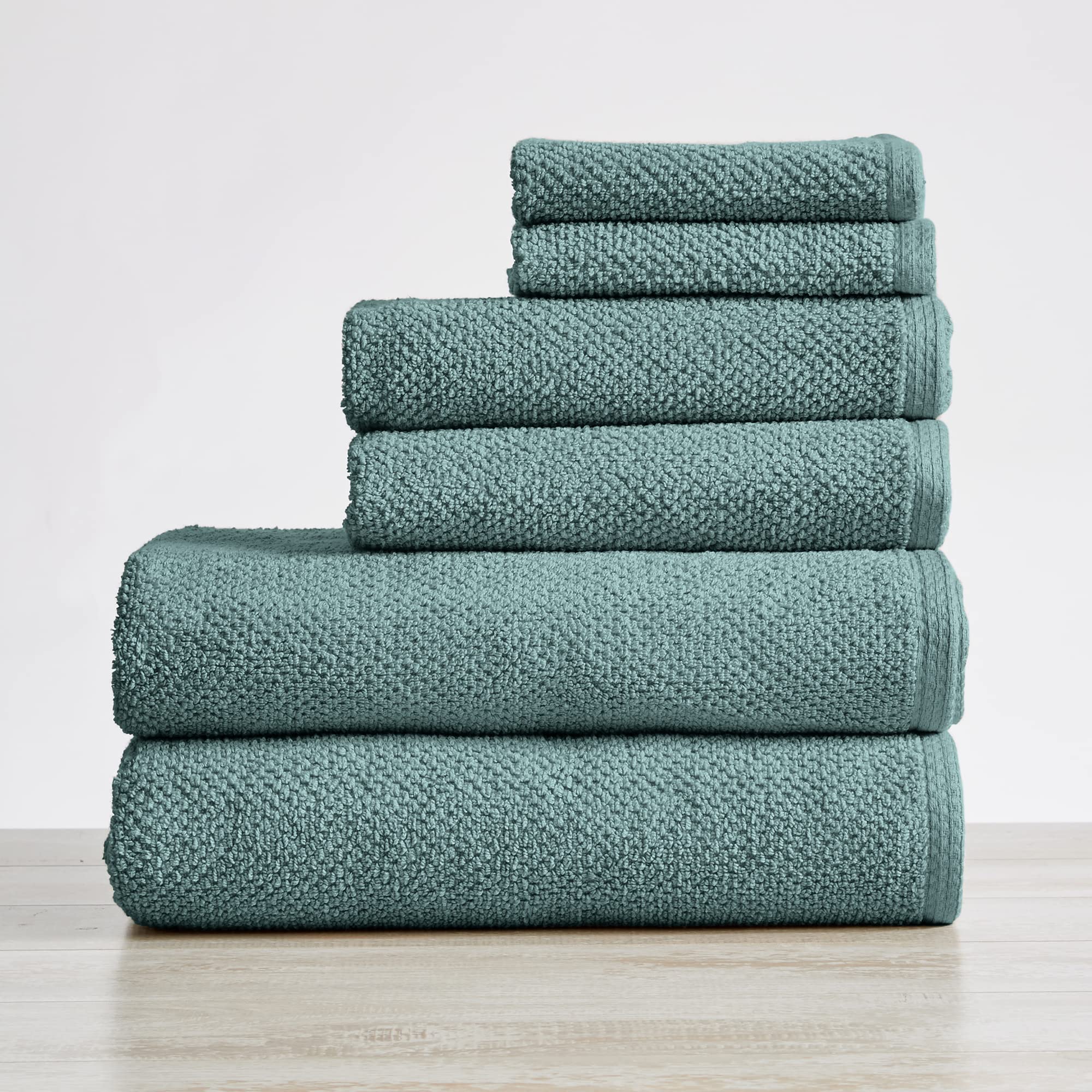 Great Bay Home 100% Cotton Bath Towels - Luxury 6 Piece Set - 2 Bath Towels, 2 Hand Towels, 2 Washcloths - Quick-Dry Absorbent T