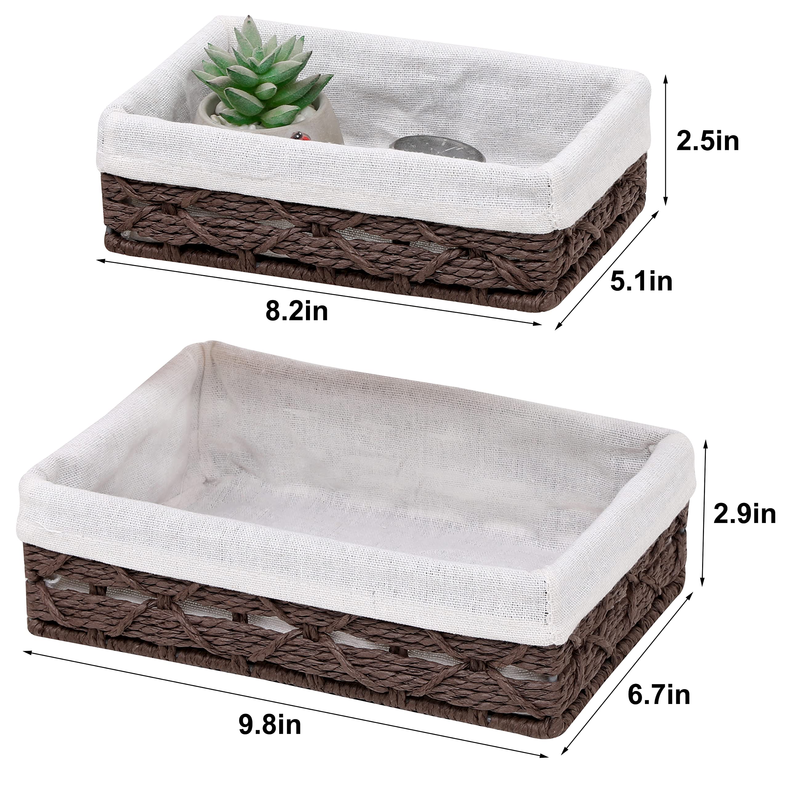Sopsele Small Baskets For Organizing, Small Wicker Basket With Liner,Keys Basket,Drawer Basket,Small Woven Basket For Entrance,