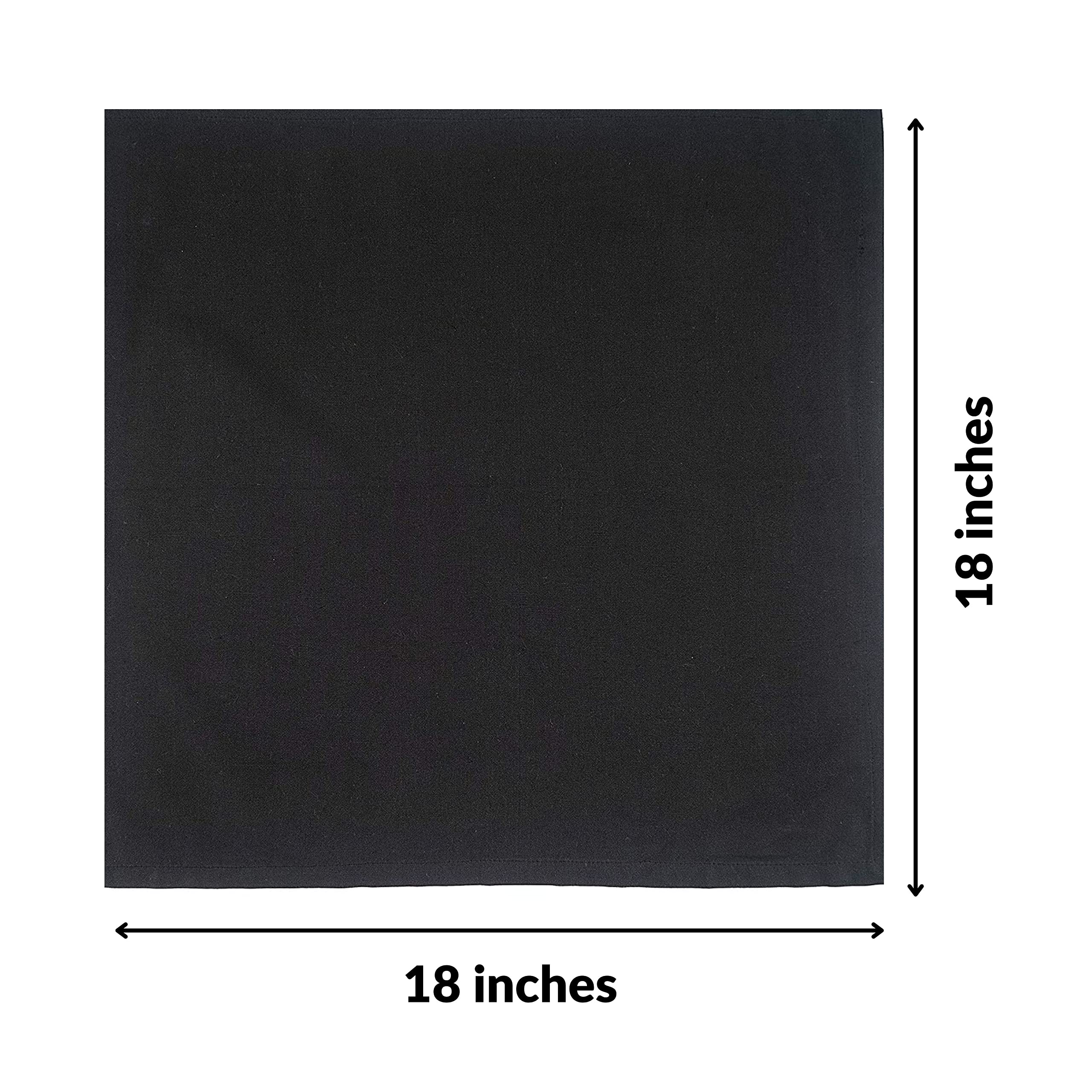 Fingercraft Dinner Cloth Napkins, Cotton Linen Blend Fabric 12 Pack Easter Special Black Premium Quality, Mitered Corners For Ev