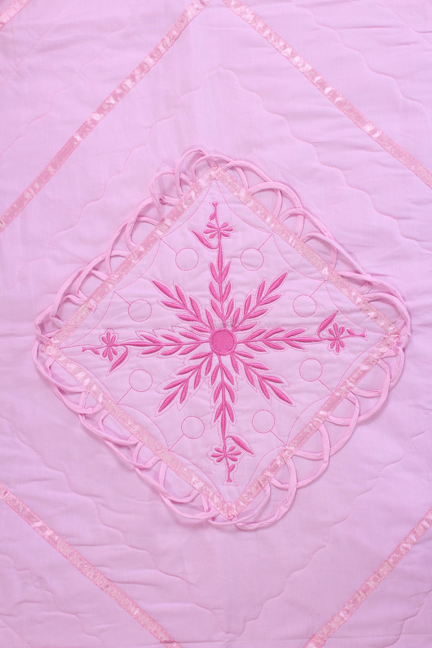 RJ Products Embroidery Pink Cotton Diwan Set (Pack of 8 Piece,Pink)