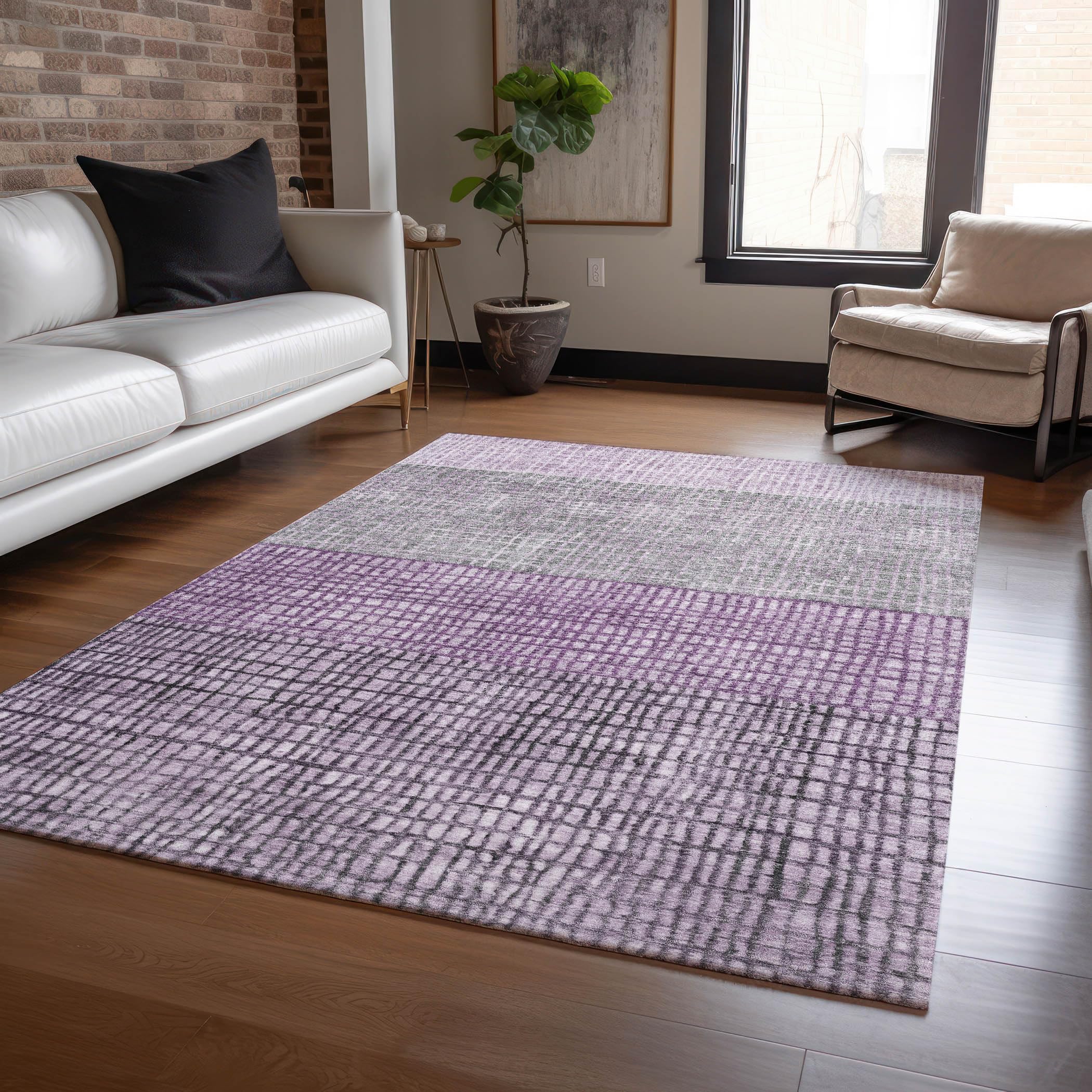Machine Washable Indoor/Outdoor Chantille Plum 26 x 310 Rug