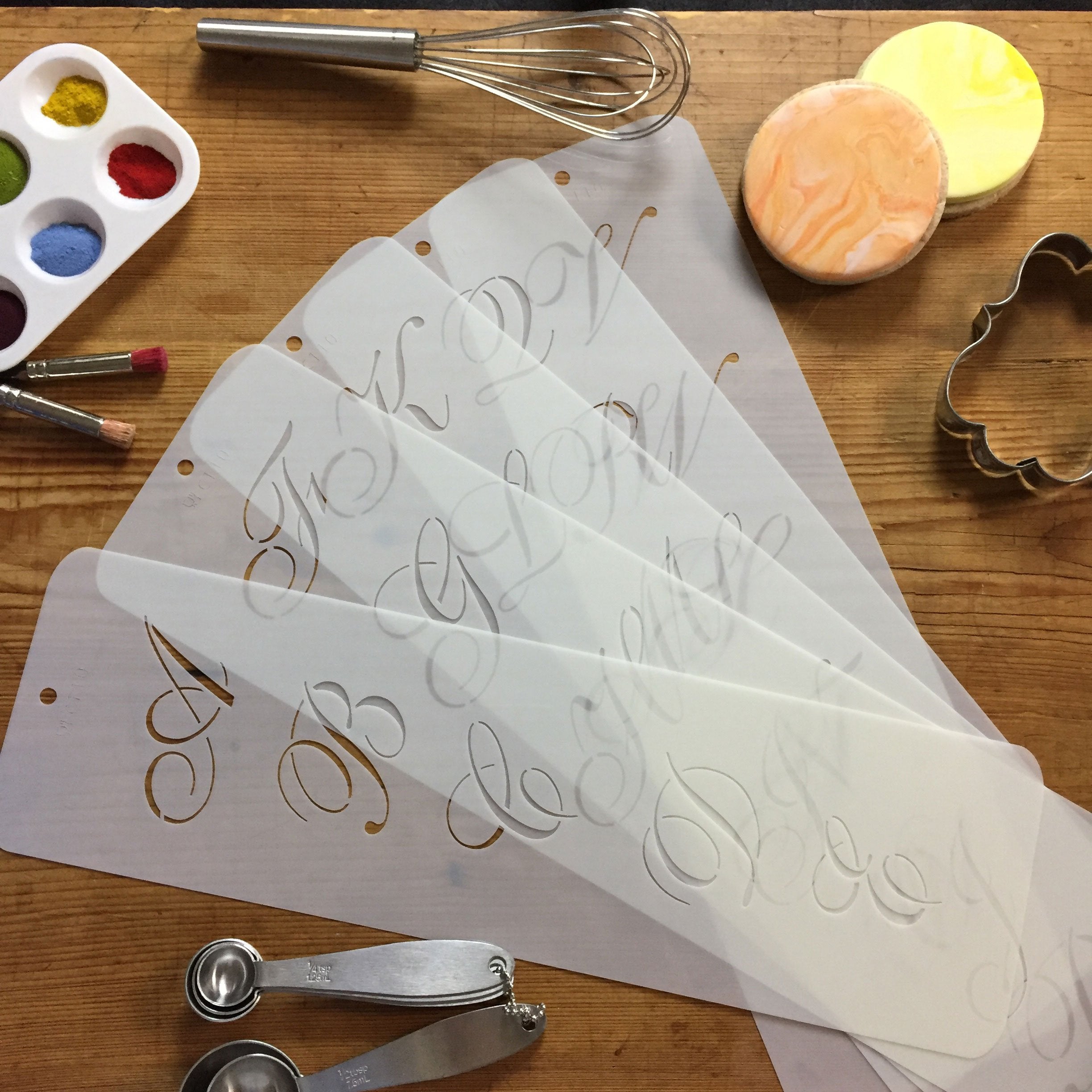 Designer Stencils 1.75 Inch Script Monogram Foodgrade Stencil, 1.75 X 1.4-3.35