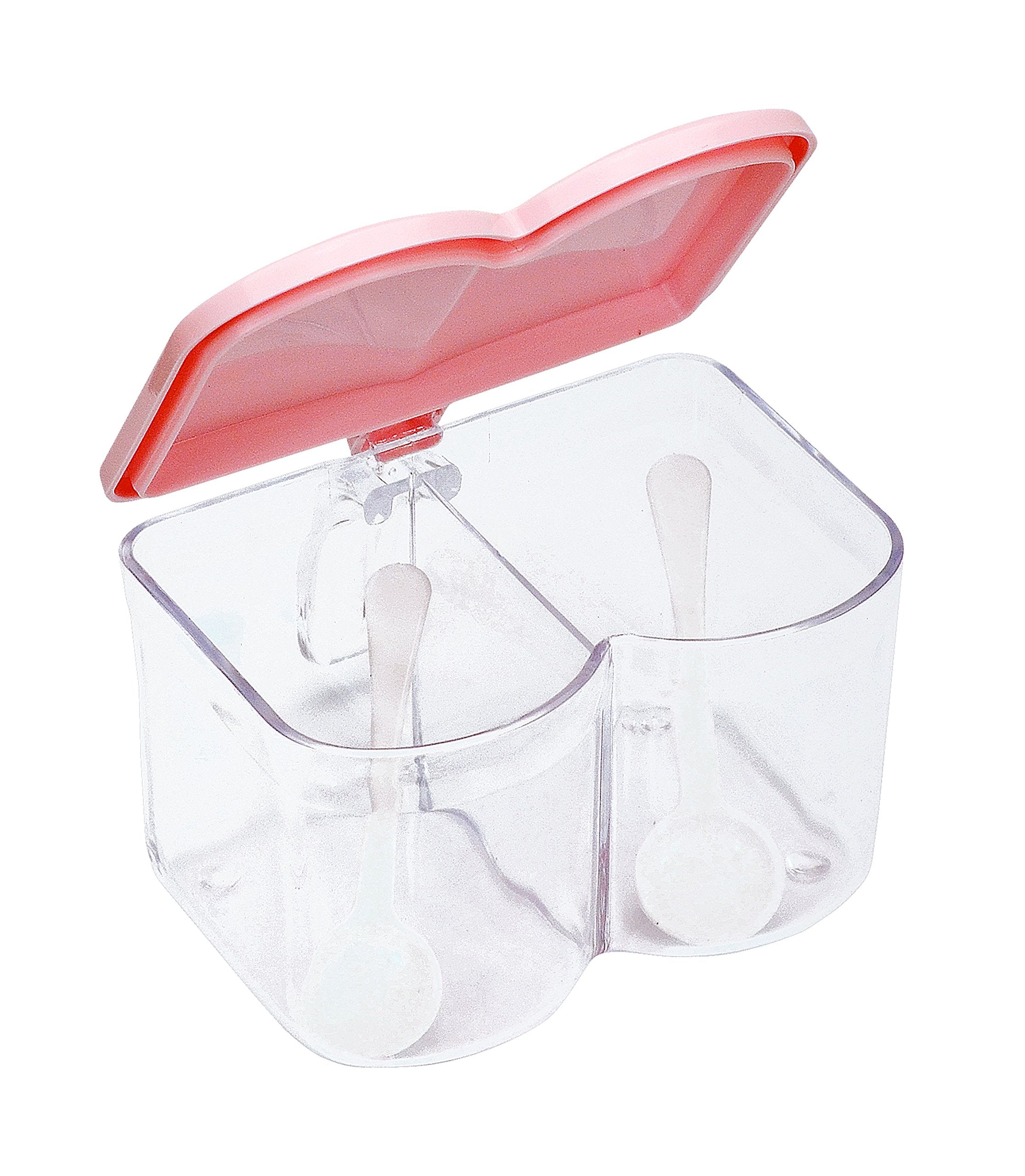Southern Homewares Acrylic Spice Seasoning Storage Box Container With 2 Serving Spoons Pink Lid
